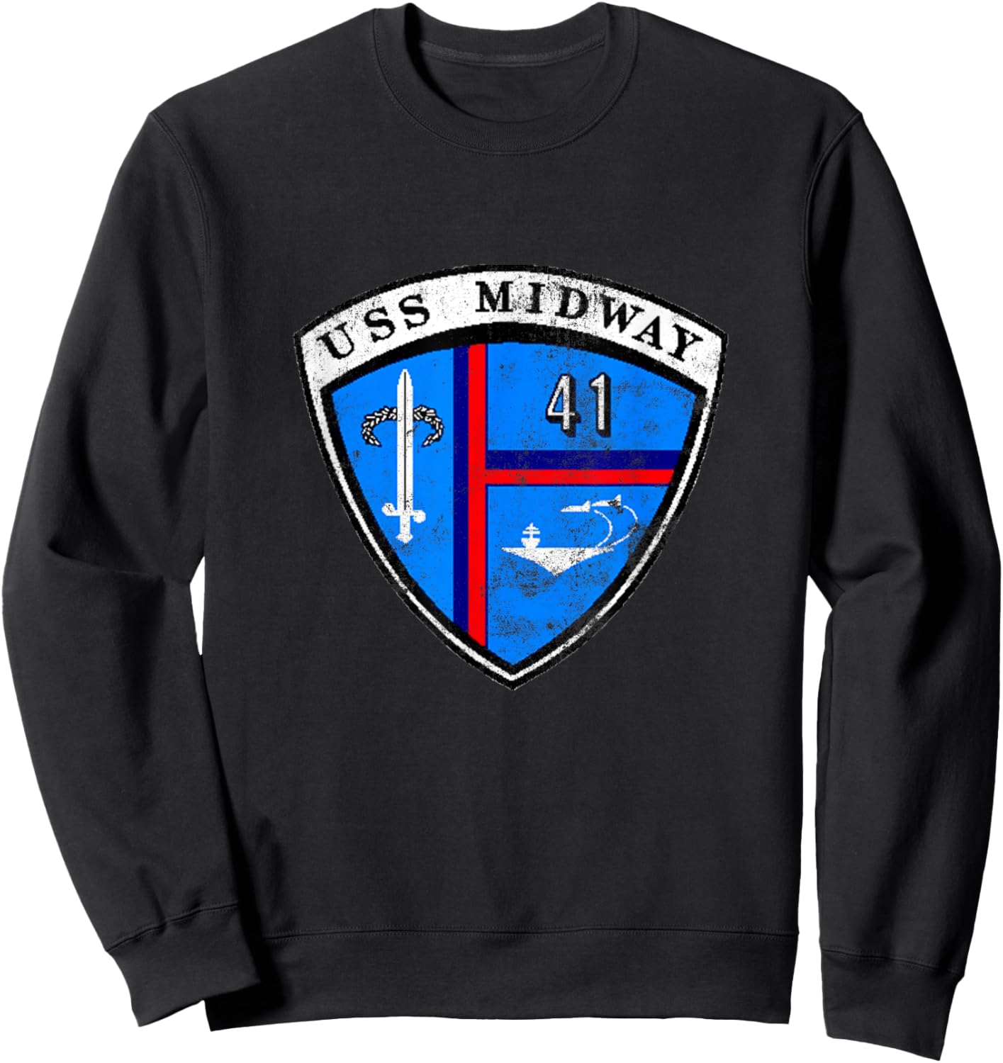 USS Midway CV 41 Aircraft Carrier Veteran Flag Patriotic Sweatshirt - Sweatshirt | Black
