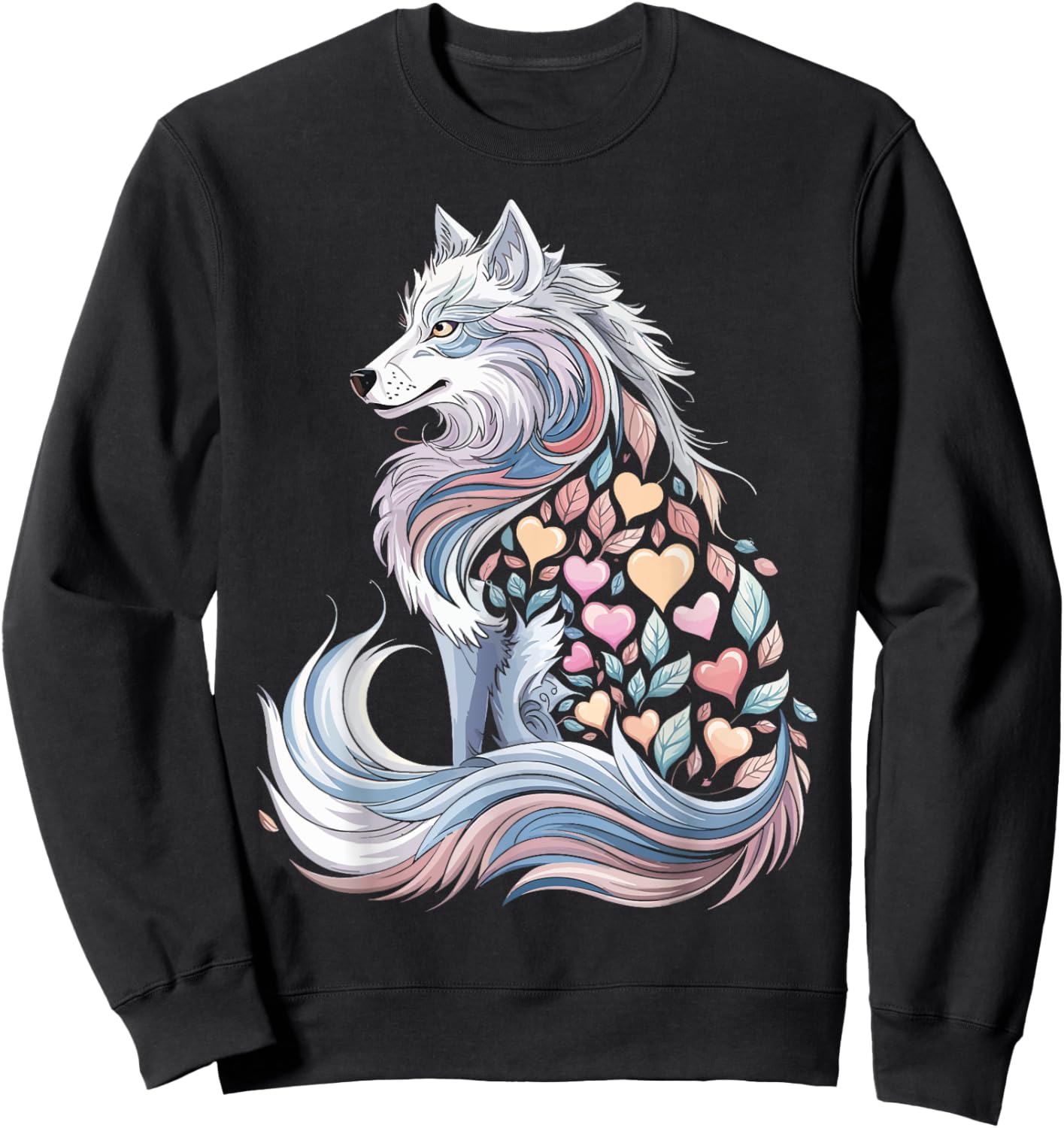 Wolf Heart Valentine's Day Animal Lover Couples Matching Sweatshirt - Sweatshirt | Black