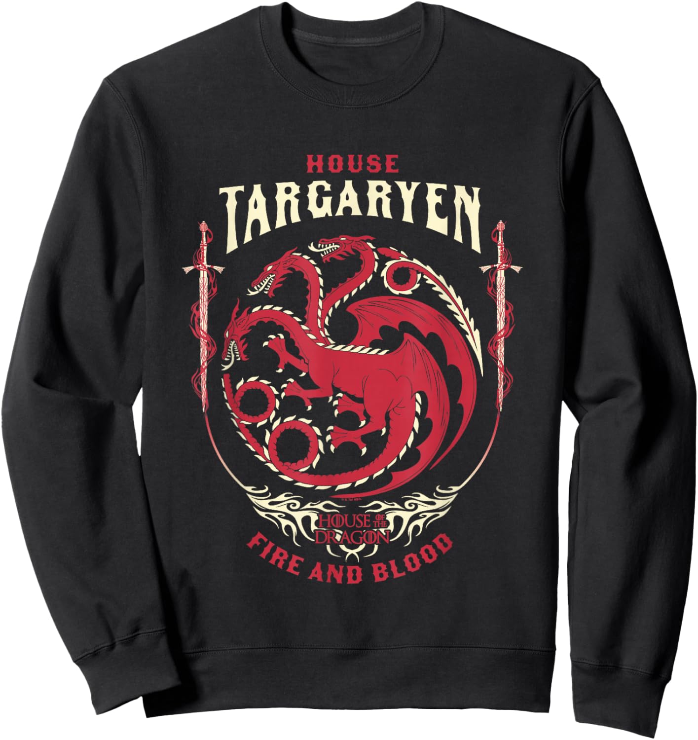 House of the Dragon House Of Targaryen Fire And Blood Badge Sweatshirt - Sweatshirt | Black