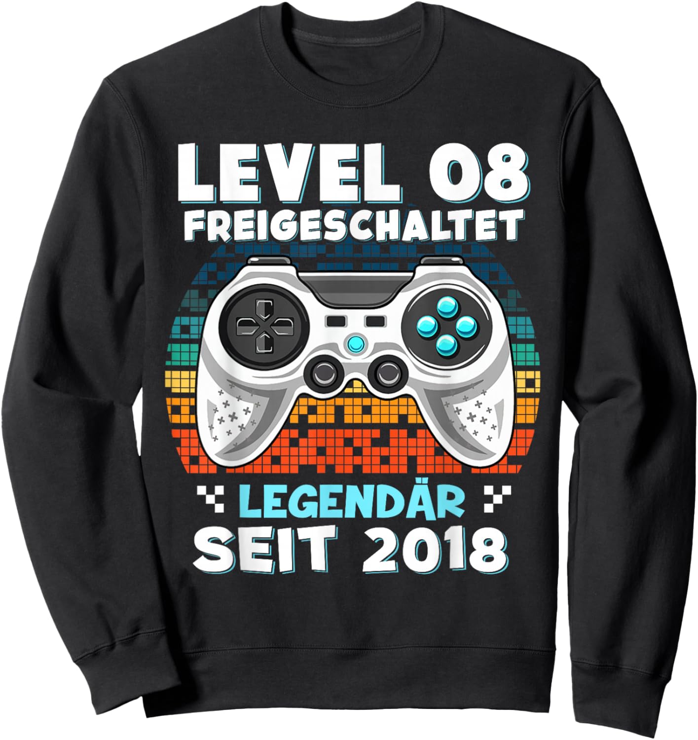 Level 8 Years Birthday Shirt Boy Gamer 2018 Birthday Sweatshirt - Sweatshirt | Black