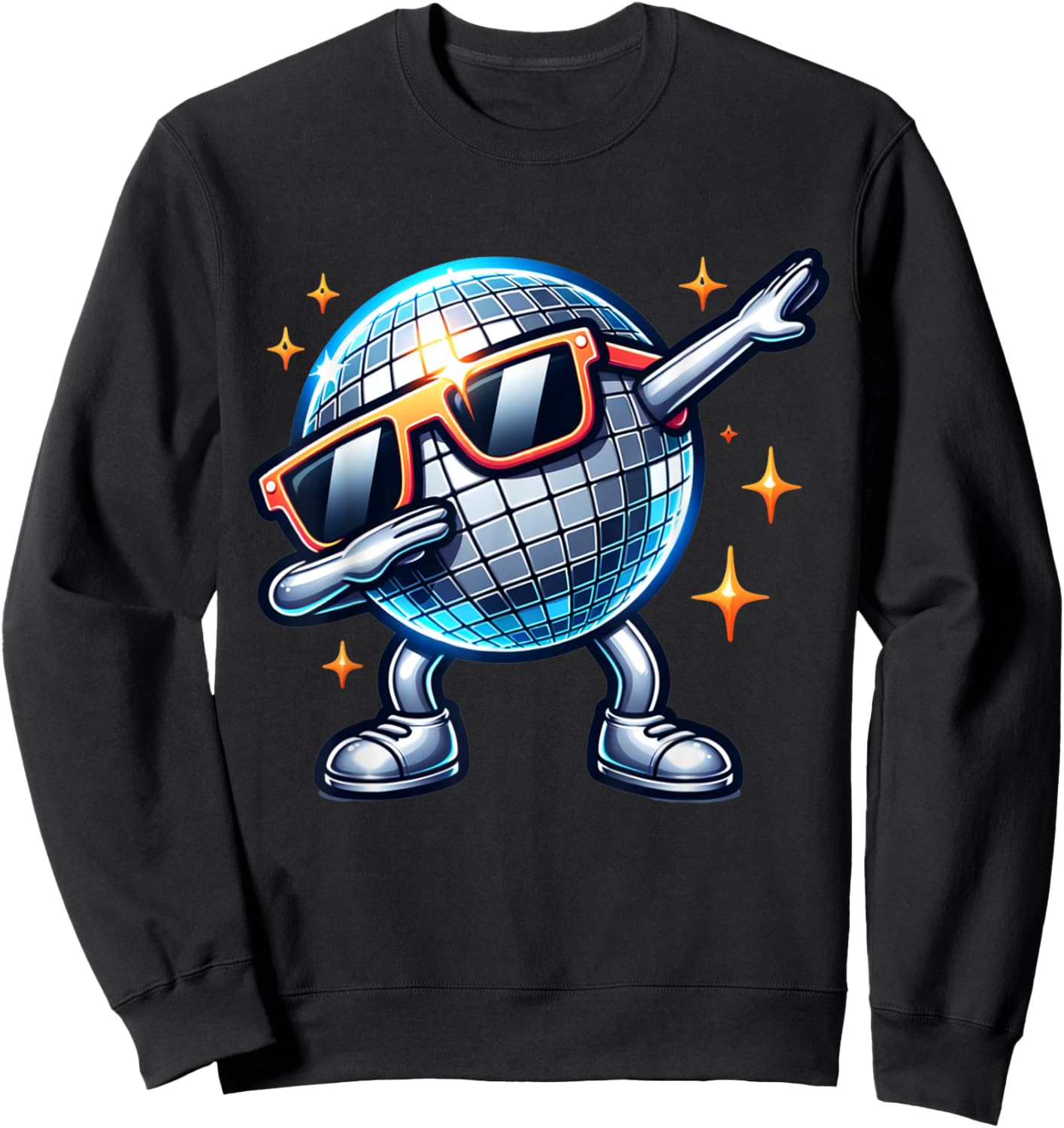 Retro Disco Ball Dabbing 70s Nightclub Dance Party Costume Sweatshirt - Sweatshirt | Black