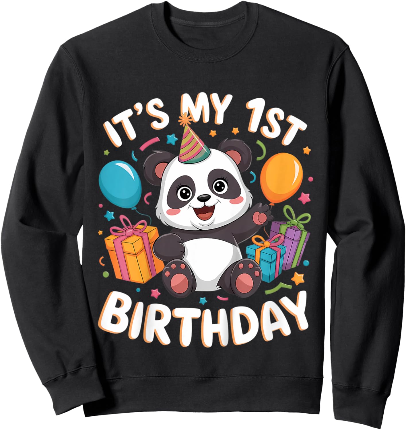 Kids 1st Birthday Panda Design Sweatshirt - Sweatshirt | Black