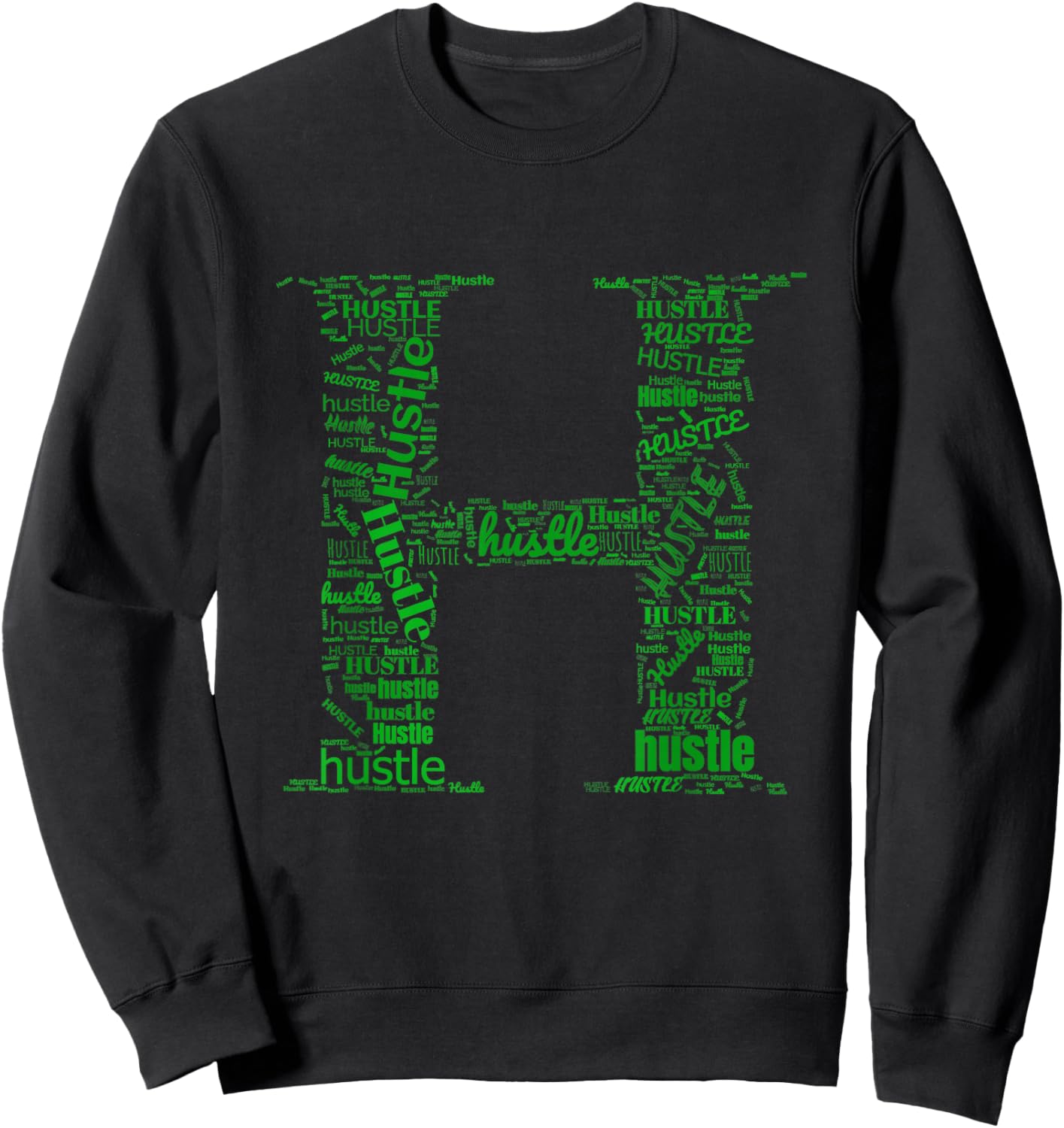 Green H is for Hustle Kelly Green Color Graphic Sweatshirt - Sweatshirt | Black