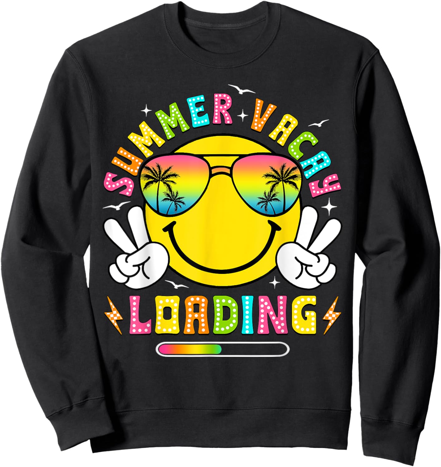 Summer Vacay Loading End Of School Year Summer Teacher Kids Sweatshirt - Sweatshirt | Black