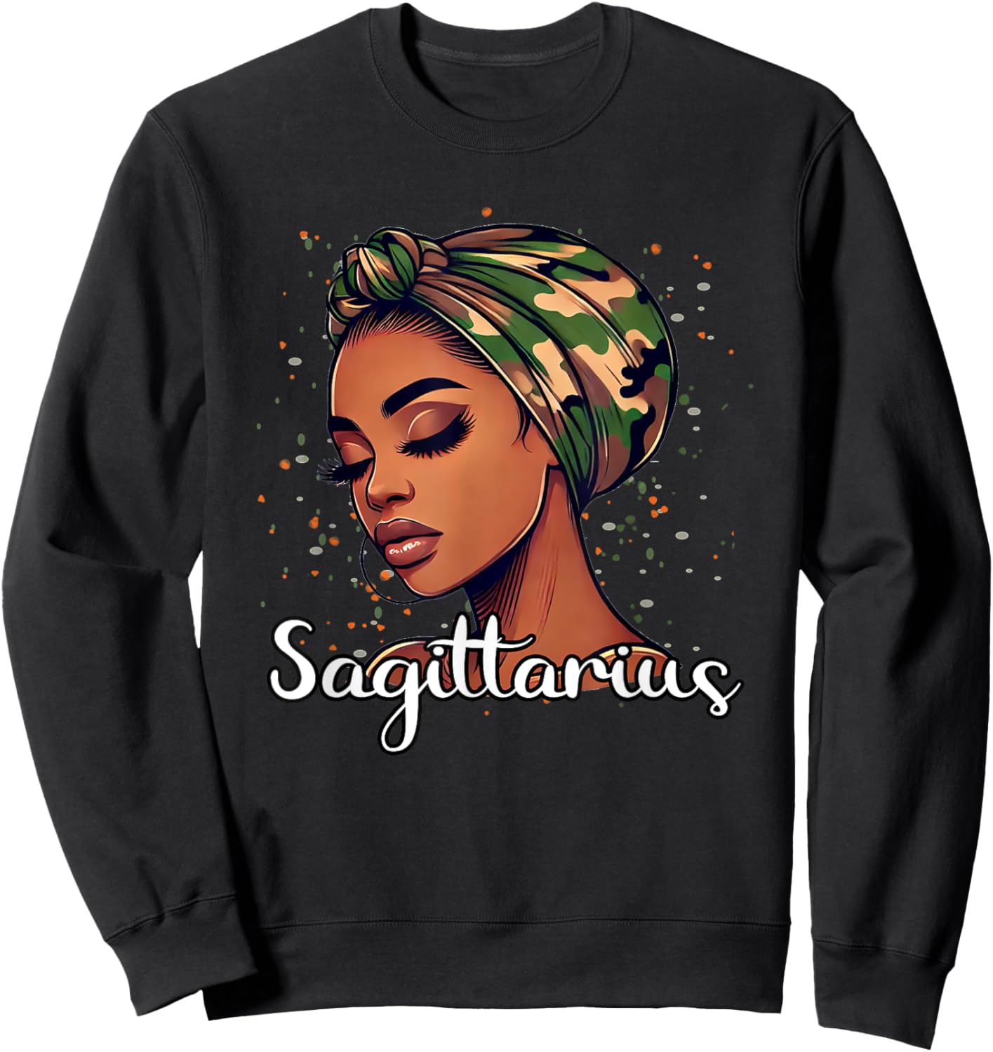 Sagittarius Camo Scarf Black Woman Birthday Sweatshirt - Sweatshirt | Black