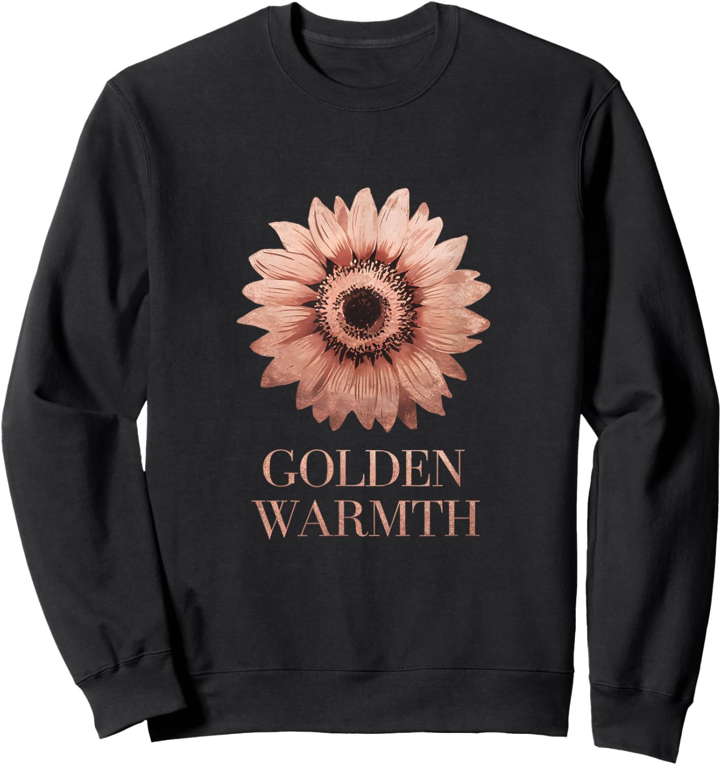 Watercolor Floral Golden Warmth Rose-Gold Sunflower Art Sweatshirt - Sweatshirt | Black