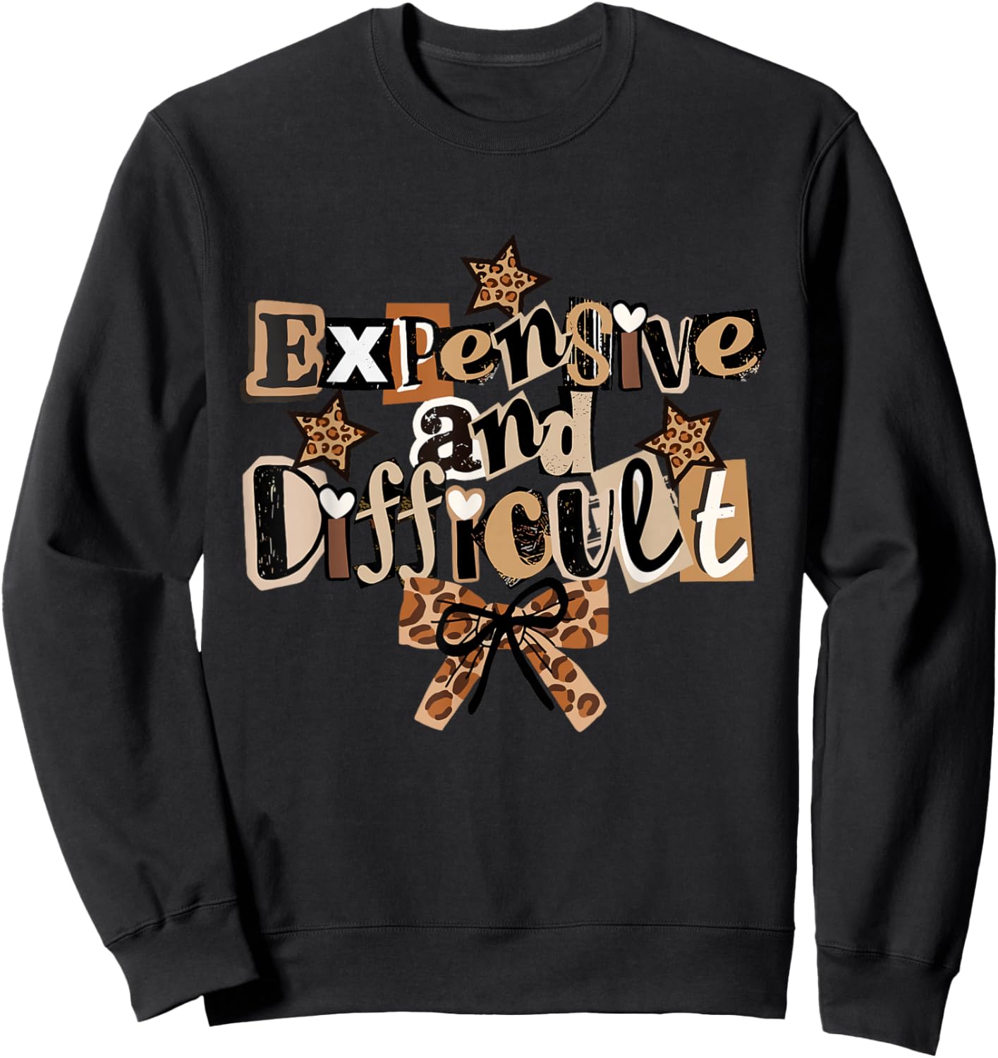 Expensive and Difficult Coquette Leopard Girly Sass Sweatshirt - Sweatshirt | Black