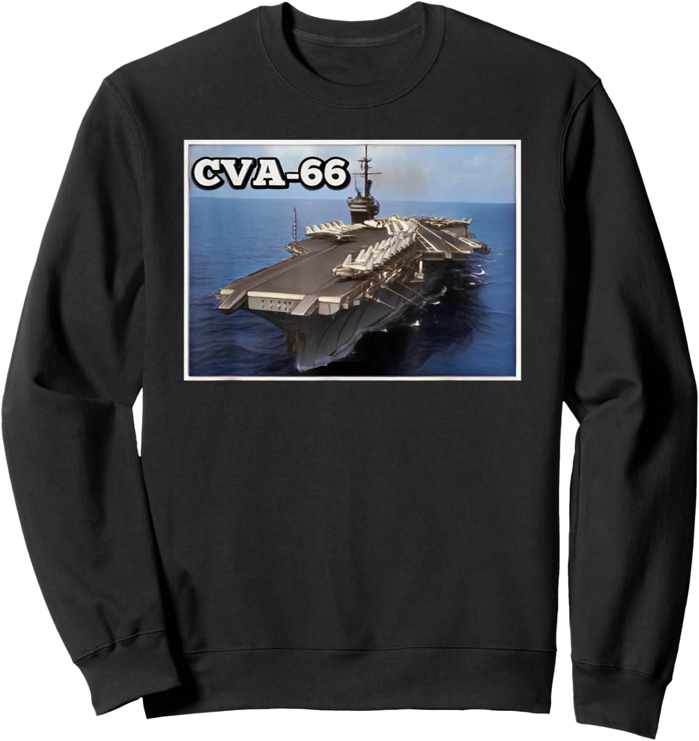 Aircraft Carrier USS America CVA-66 Father's Day Grandpa Dad Sweatshirt - Sweatshirt | Black