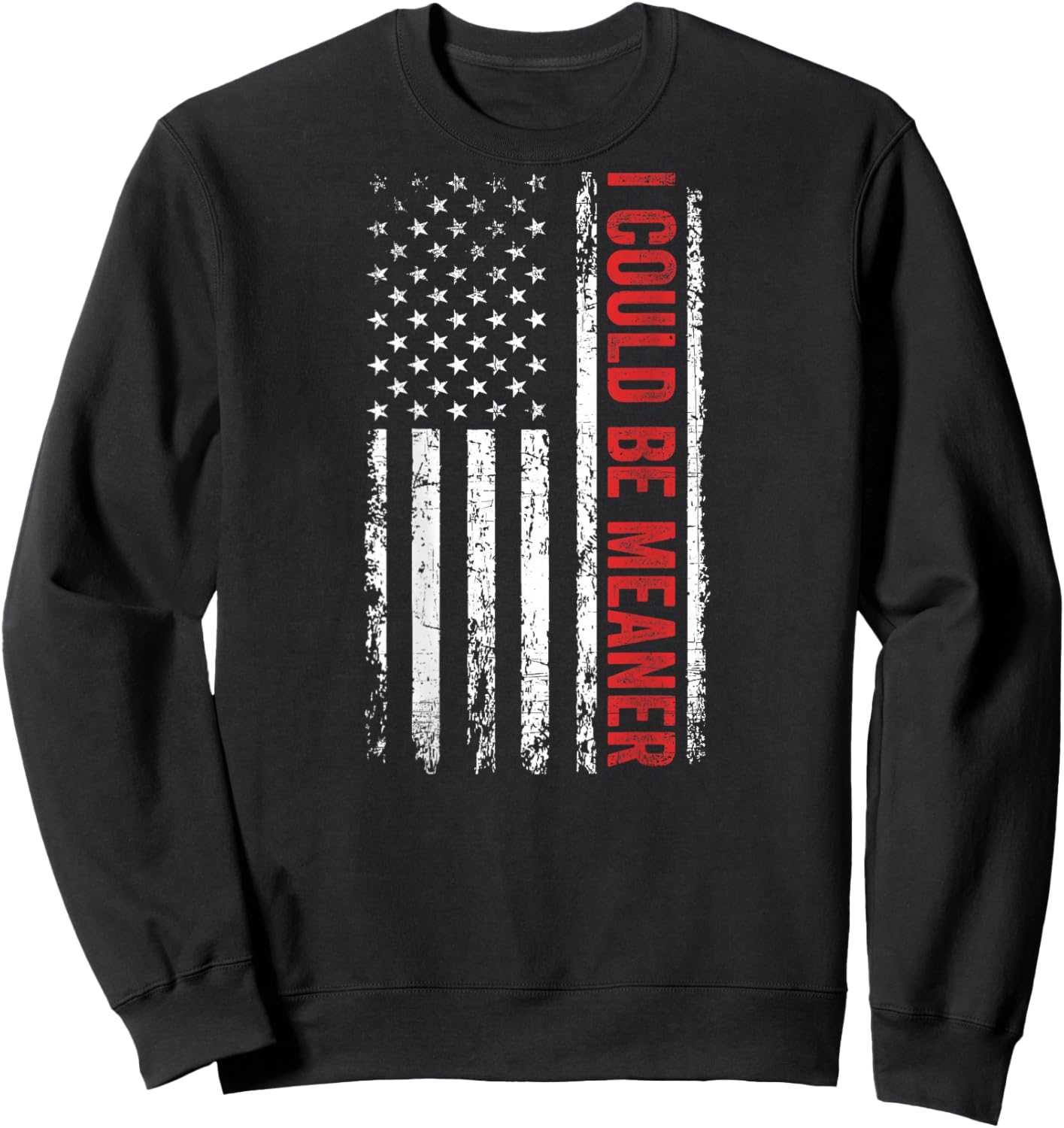 Funny Graphic Men, (On Back) Vintage I Could Be Meaner Sweatshirt - Sweatshirt | Black