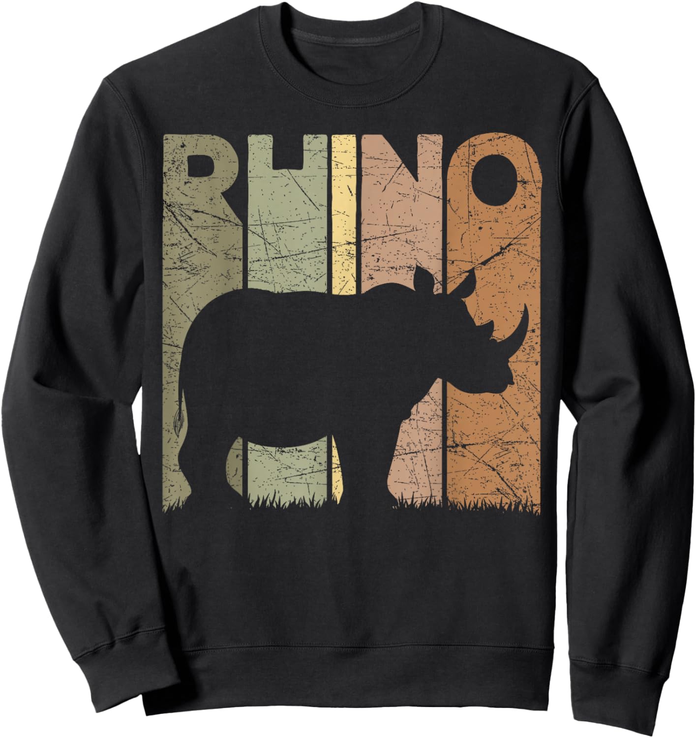 Rhino Vintage Rhinoceros Zookeeper Retro Safari Sweatshirt - Sweatshirt | Black