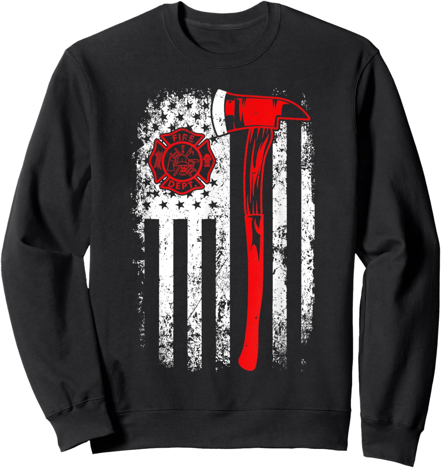 American Flag Firefighter For Fireman Patriotic Fire Fighter Sweatshirt - Sweatshirt | Black