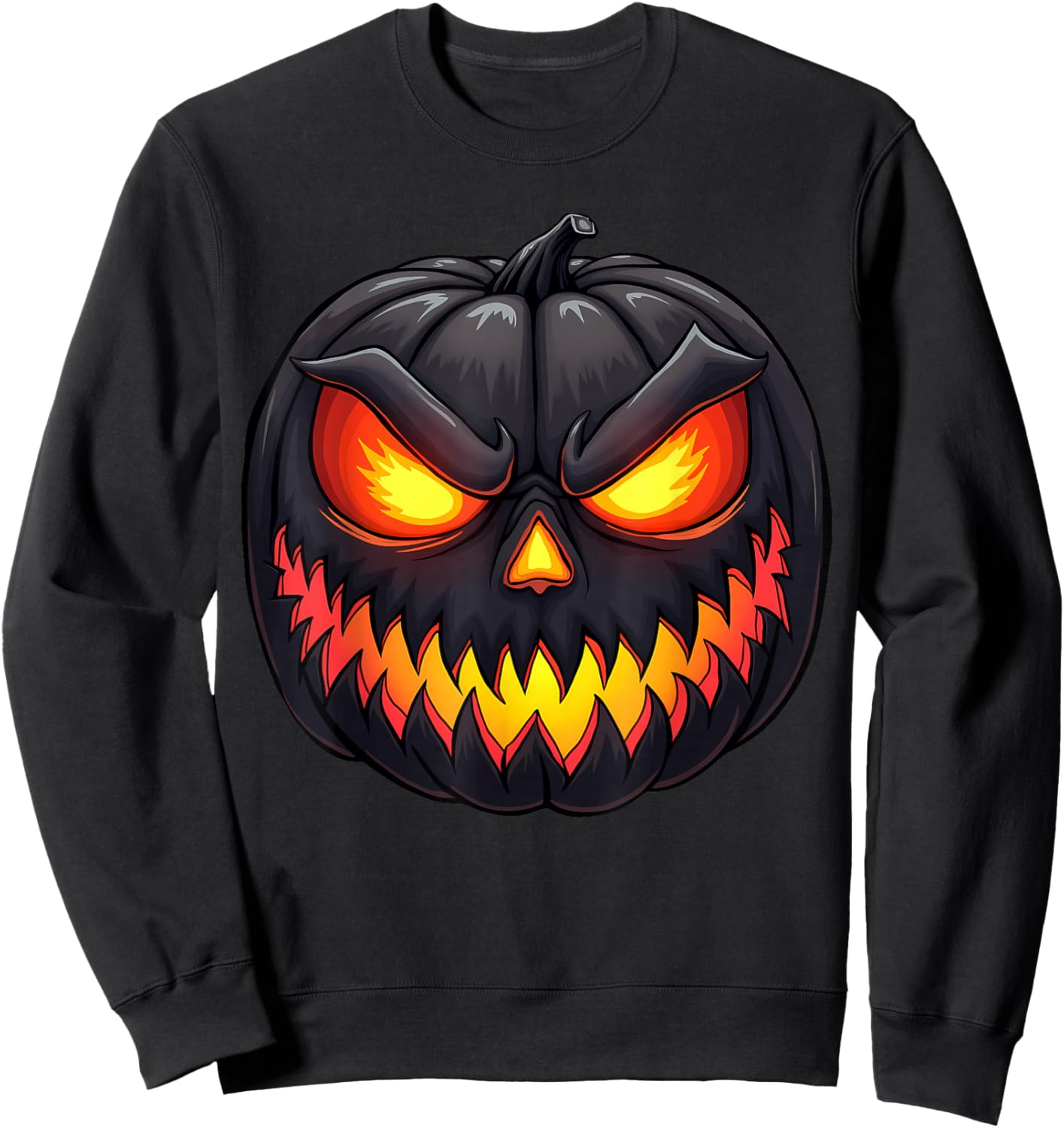 Scary Jack O Lantern Creepy Pumpkin Face Halloween Costume Sweatshirt - Sweatshirt | Black