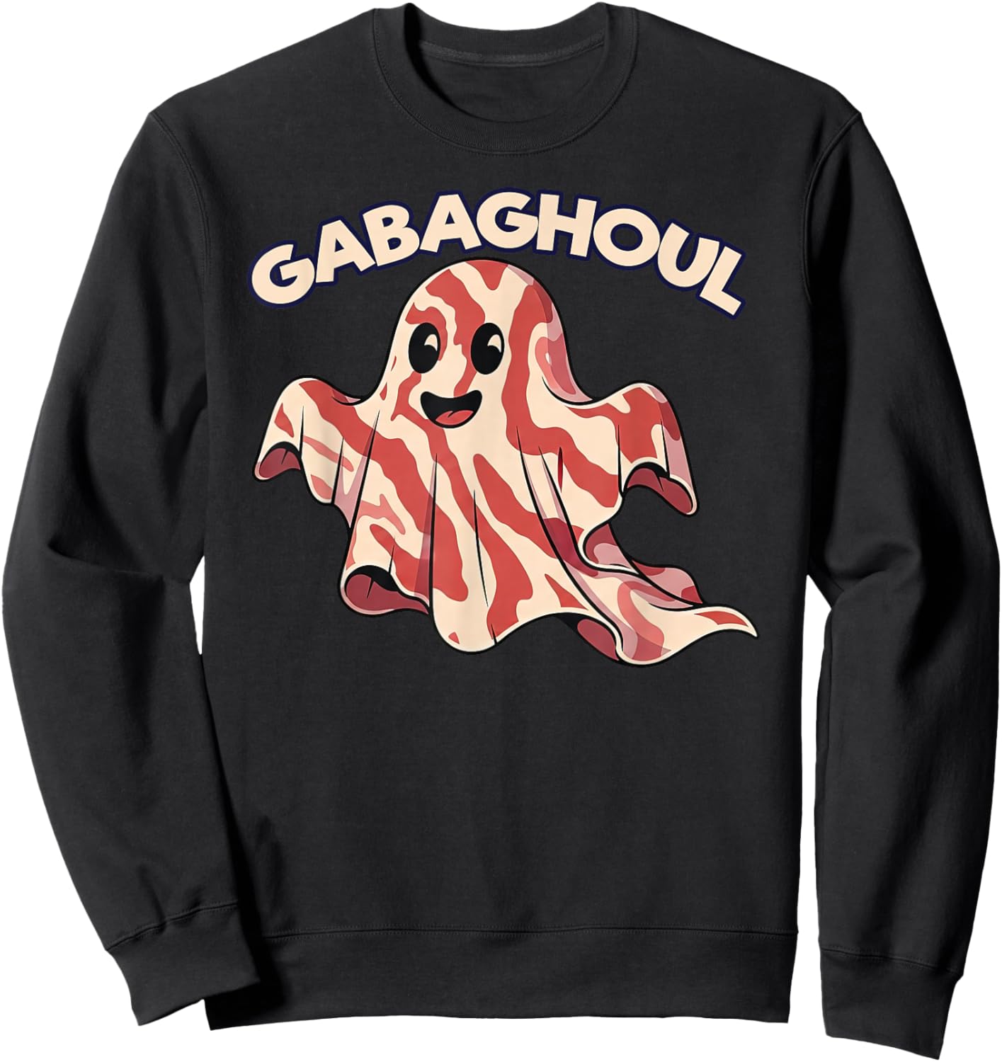 Gabaghoul Funny Italian Food Ghost Halloween Pun Sweatshirt - Sweatshirt | Black