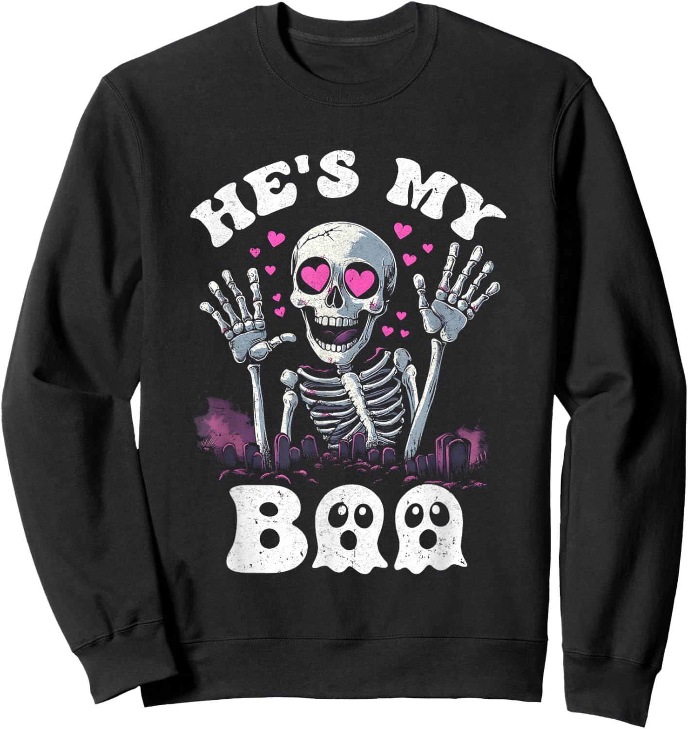 He's My Boo Matching Halloween Costume Couples She's My Boo Sweatshirt - Sweatshirt | Black