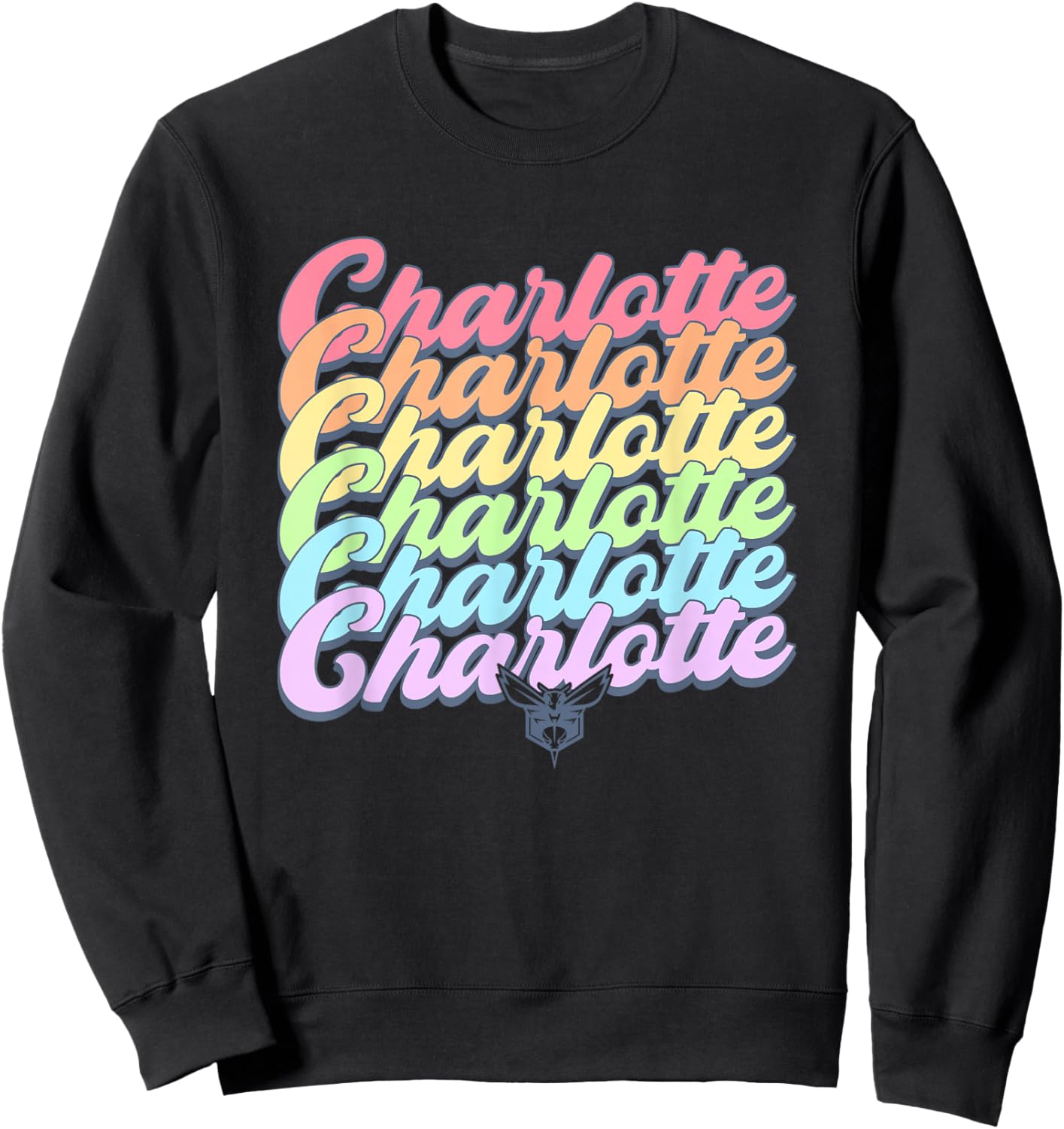 NBA Charlotte Hornets Pastel Rainbow Pride Stack Sweatshirt - Sweatshirt | Black