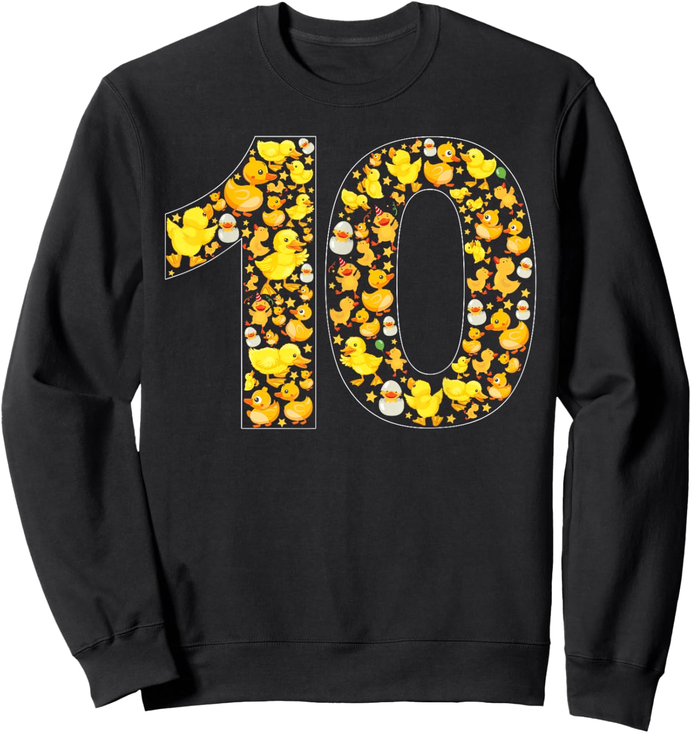 10th Birthday Cute Duck Theme 10 Year Old Boy Girl Birthday Sweatshirt - Sweatshirt | Black