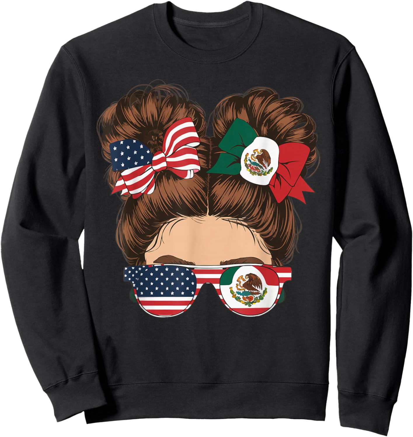 Half Mexican Half American USA Flag Mexico America Sweatshirt - Sweatshirt | Black