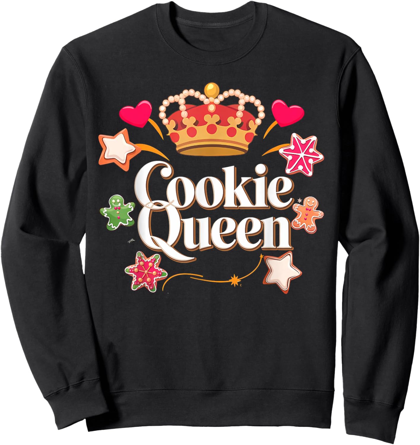 Cookie Queen Funny Xmas Baking Cookies Lover Sweatshirt - Sweatshirt | Black