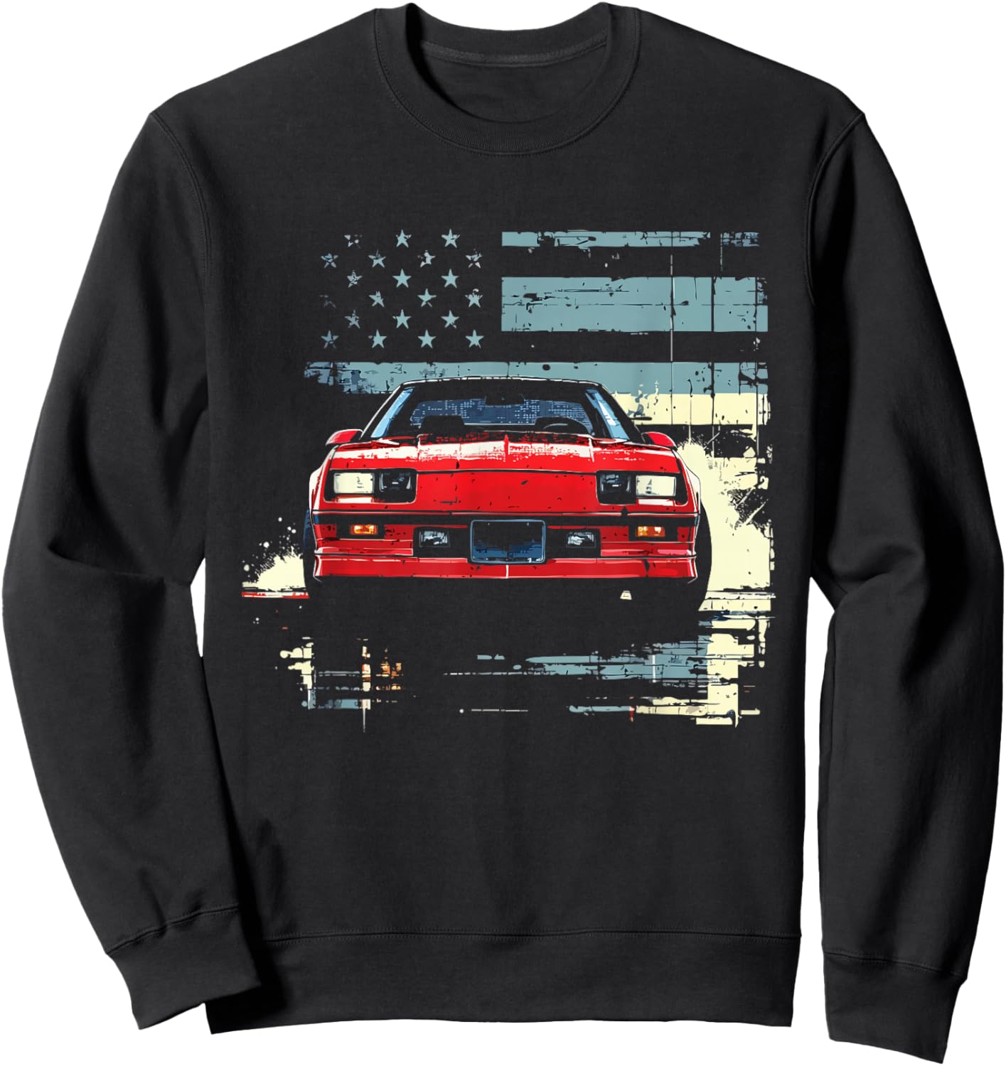 1985 IROC Z28 Front Profile USA Flag Muscle Car IROC Z Sweatshirt - Sweatshirt | Black