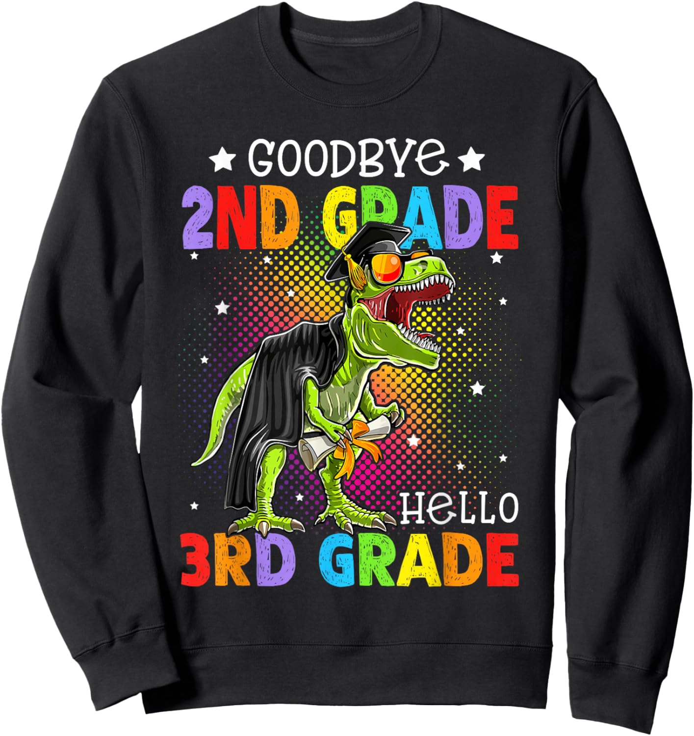 2nd Grade Graduation Hello 3rd Grade T-Rex Dino Boys Kids Sweatshirt - Sweatshirt | Black