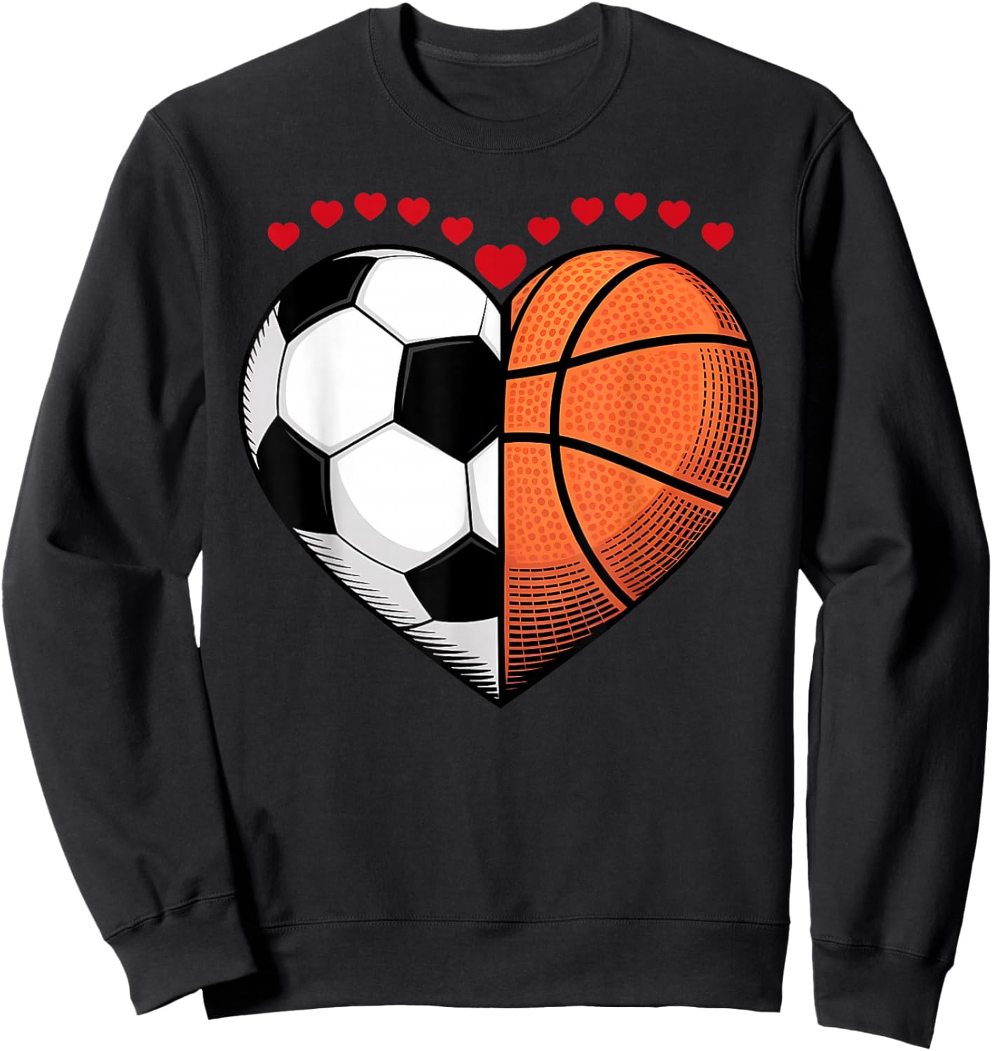 Heart Sports Soccer Basketball Design for Kids Boys Men Sweatshirt - Sweatshirt | Black