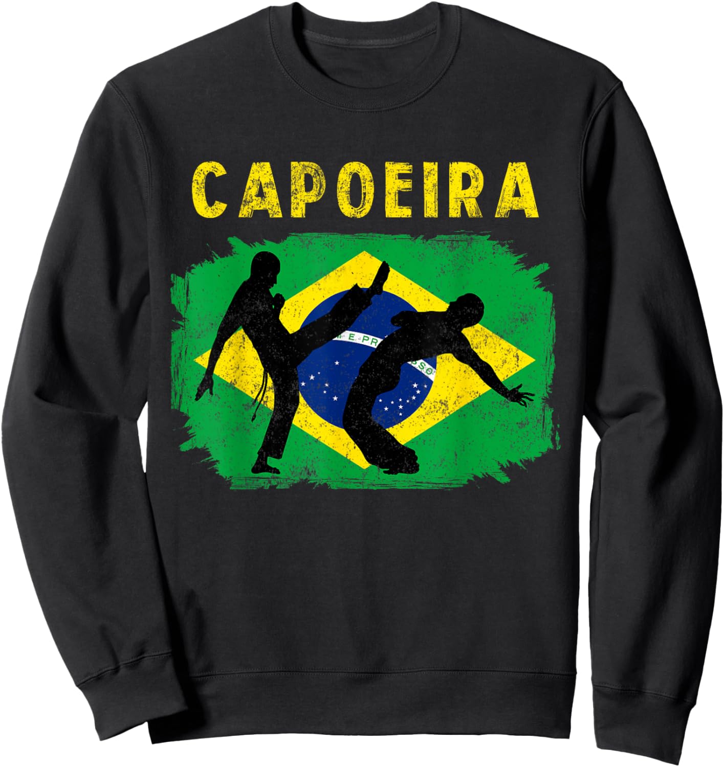 Vintage Capoeira Brazilian Flag Martial Arts Dance Fighter Sweatshirt - Sweatshirt | Black