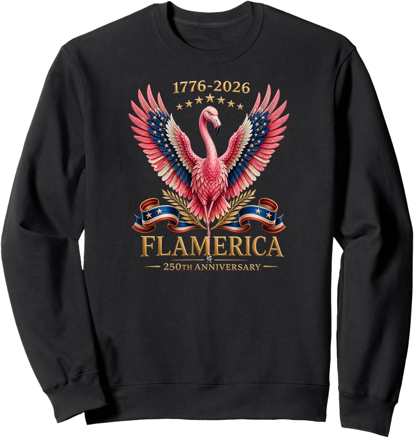 Flamerica 250th Anniversary Patriotic Flamingo Sweatshirt - Sweatshirt | Black