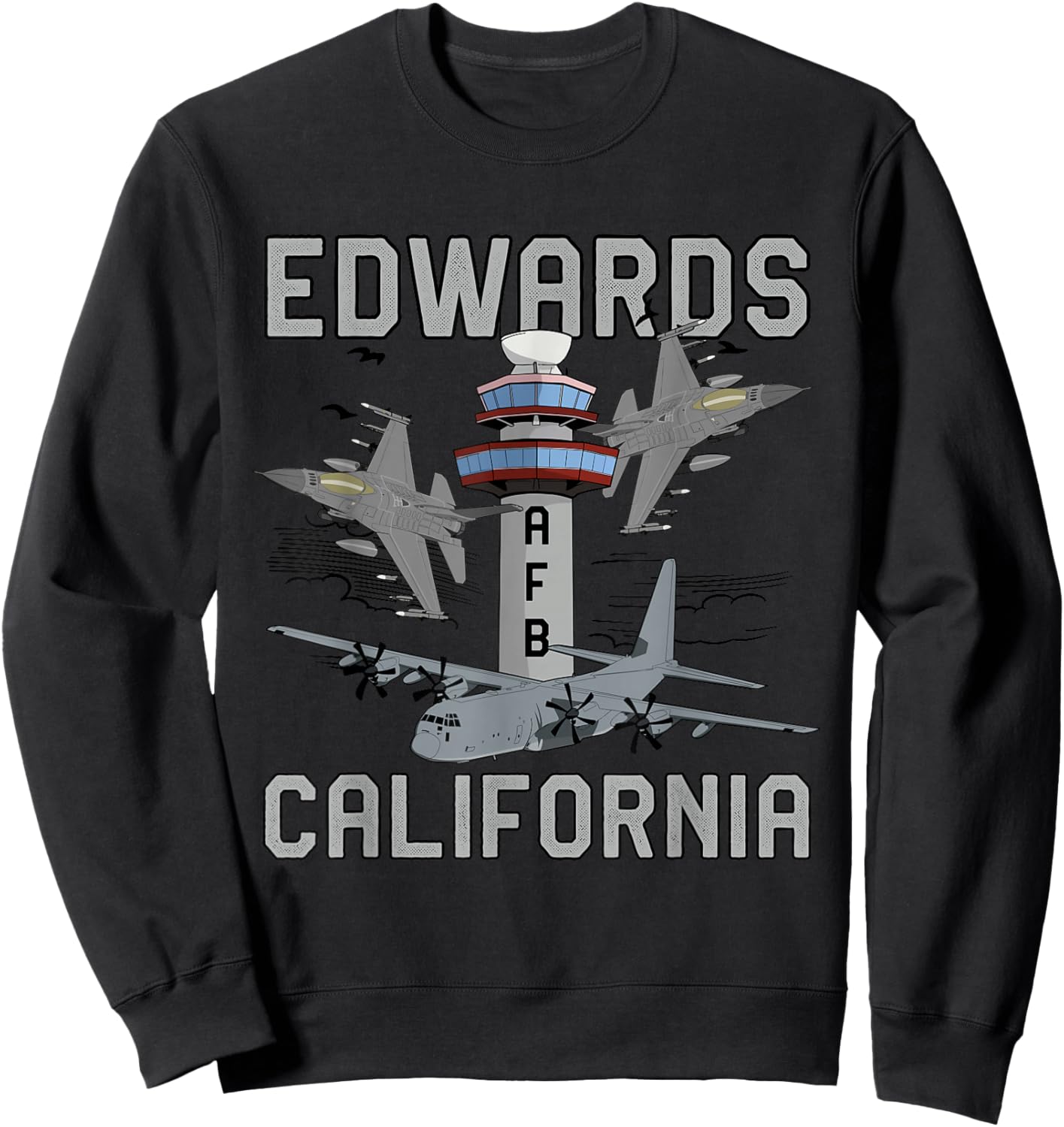 Edwards AFB California Air Force Base Airman Veteran Sweatshirt - Sweatshirt | Black