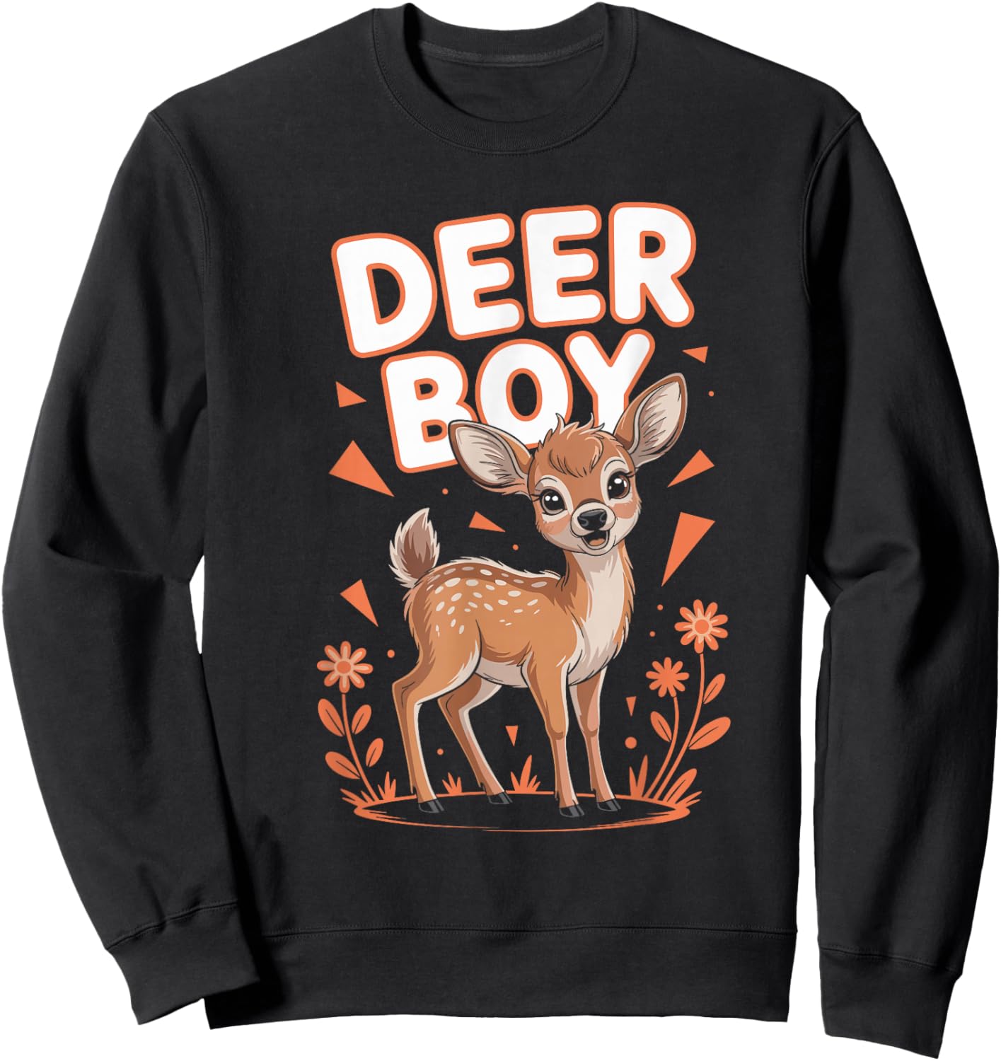 Deer Boy Cartoon Forest Animal Retro Funny Hunt Artwork Sweatshirt - Sweatshirt | Black