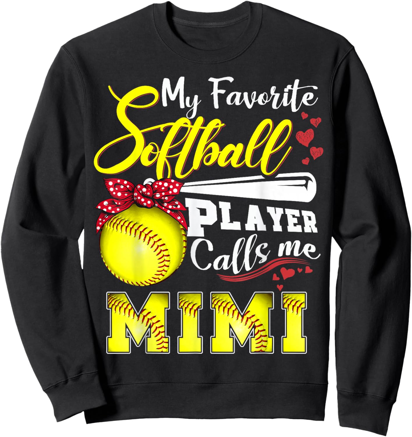 My Favorite Softball Player calls me Mimi Mothers day Sweatshirt - Sweatshirt | Black