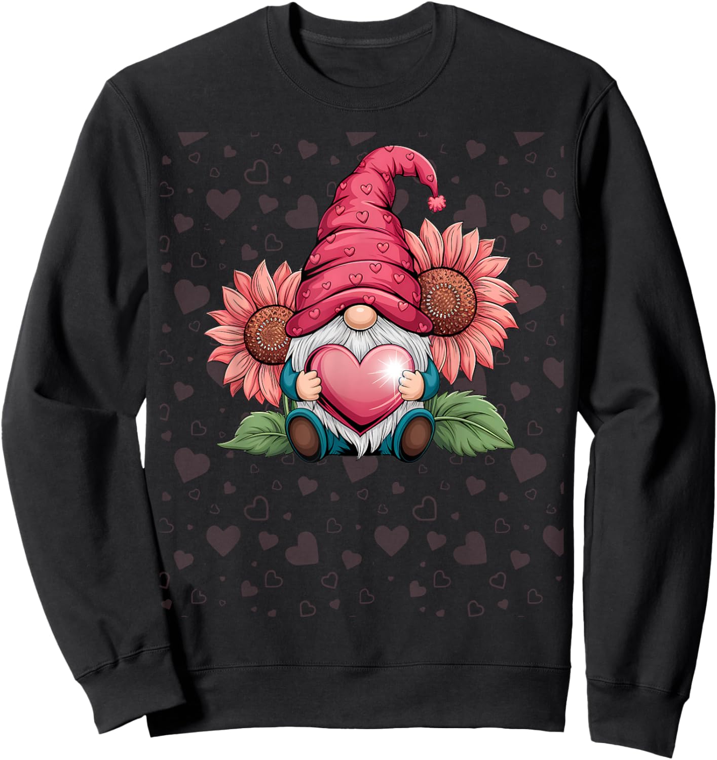 Cute Gnome Garden Love Design , Girls, Men Sweatshirt - Sweatshirt | Black
