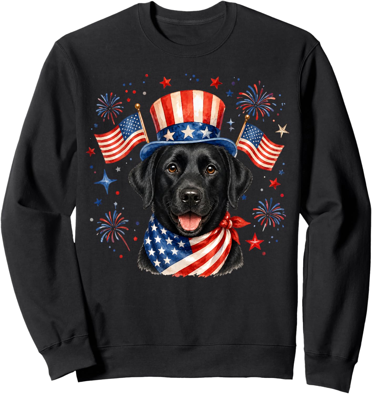 Patriotic Black Labrador Dog 4th of July American Flag Sweatshirt - Sweatshirt | Black