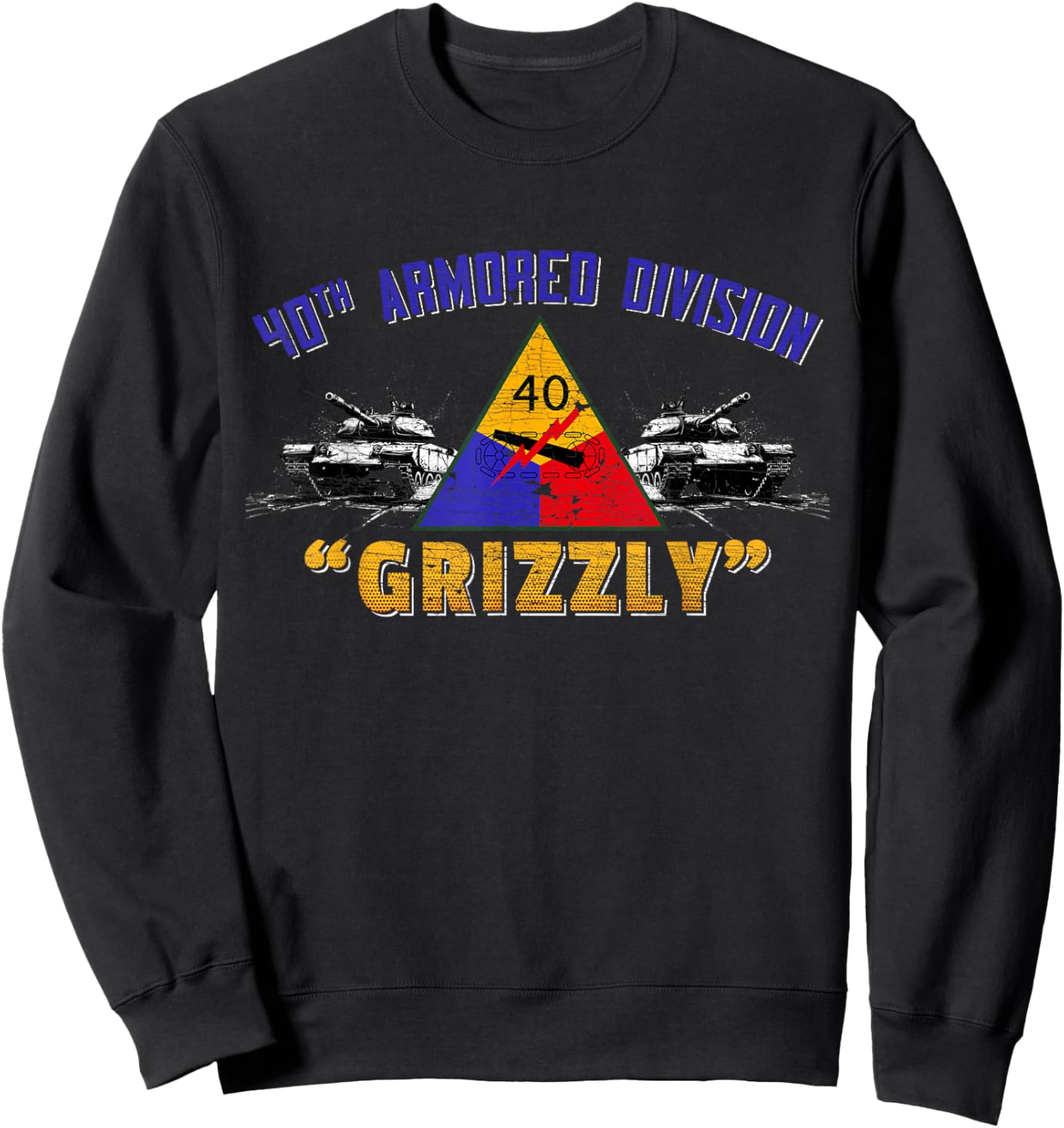 Veteran 40th Armored Division Grizzly Vintage Gifts Sweatshirt - Sweatshirt | Black