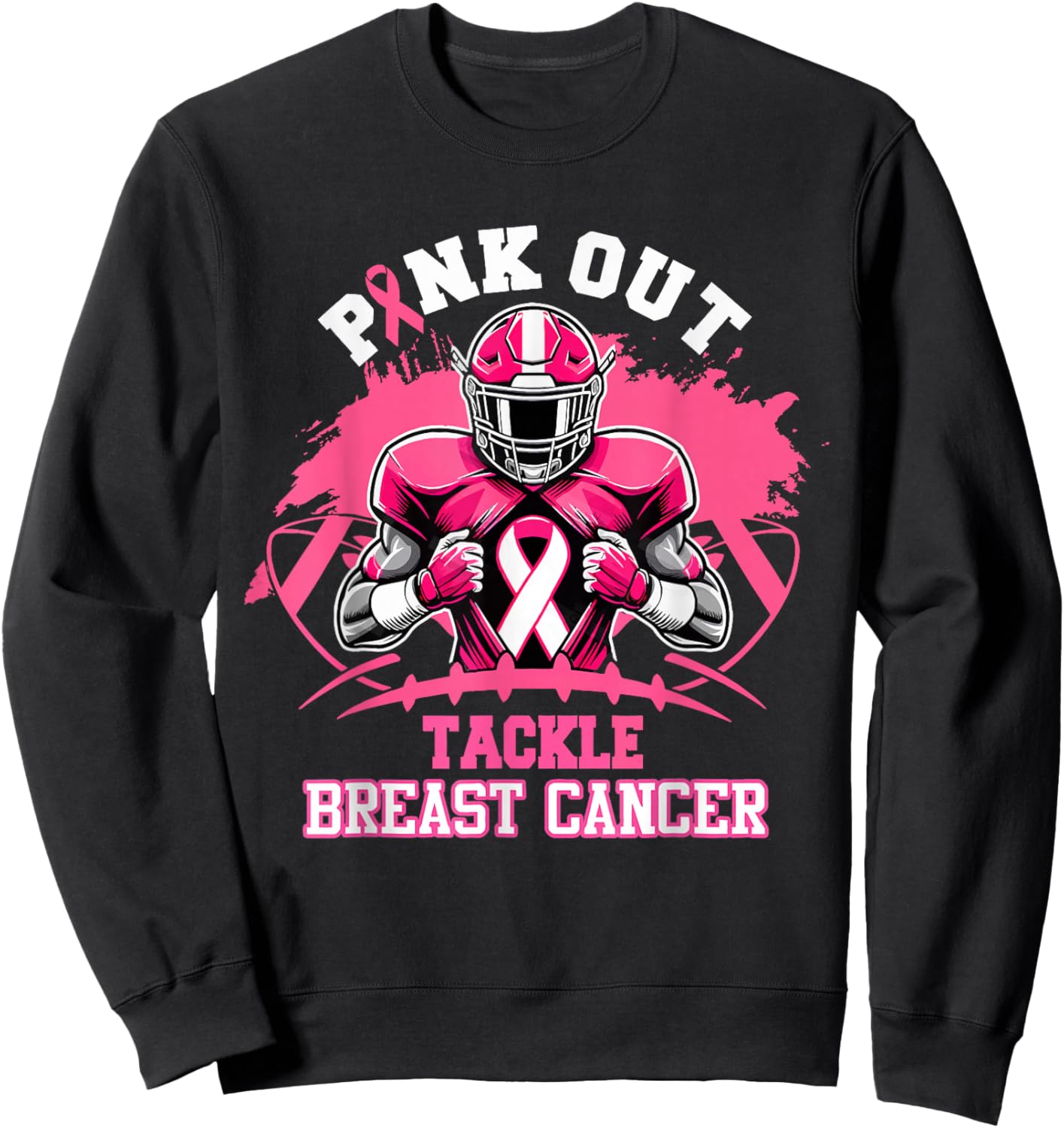 Pink Out Tackle Breast Cancer Awareness American Football Sweatshirt - Sweatshirt | Black