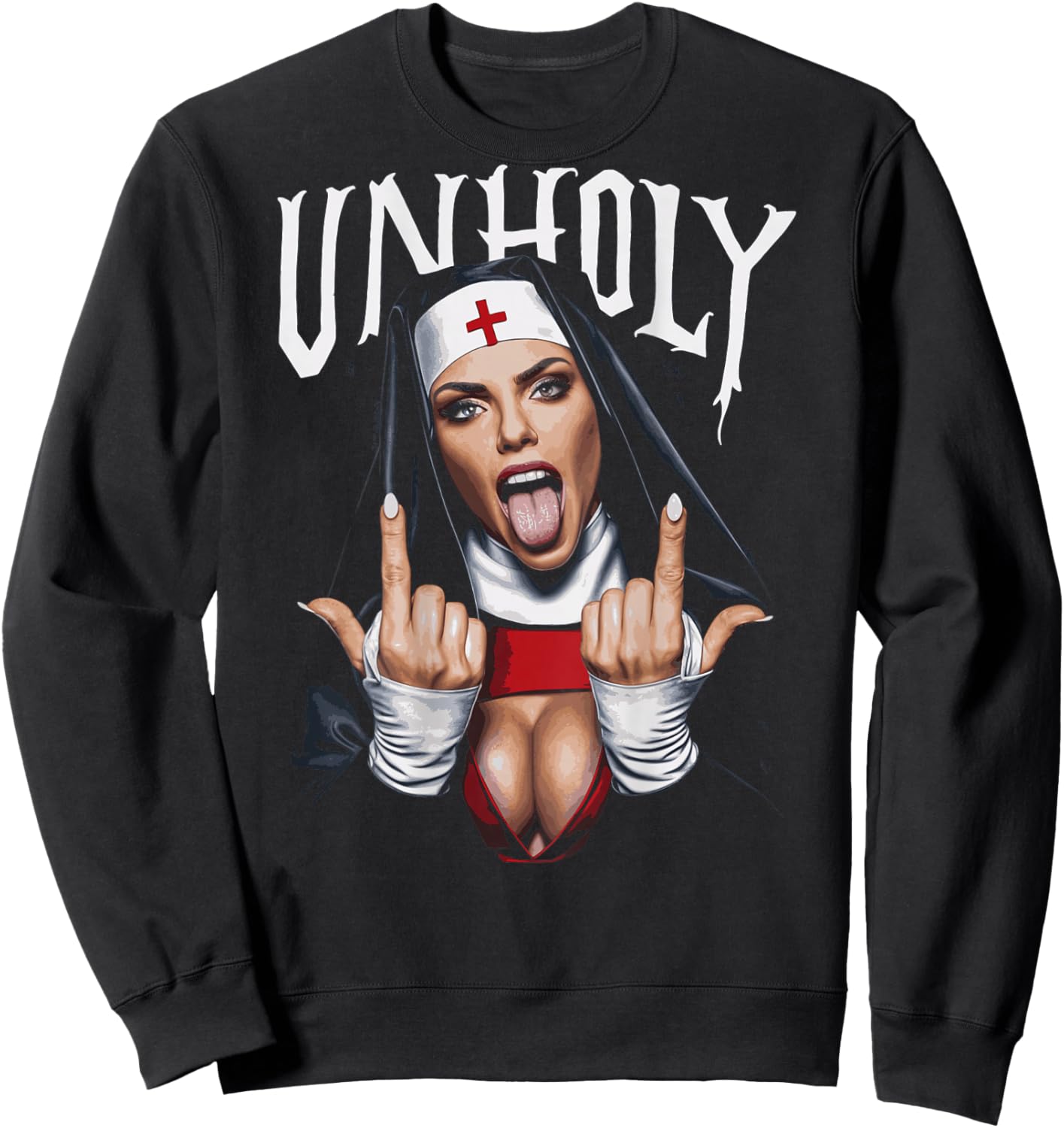 Provocative and Expressive - Rebellious Fashion UNHOLY Sweatshirt - Sweatshirt | Black