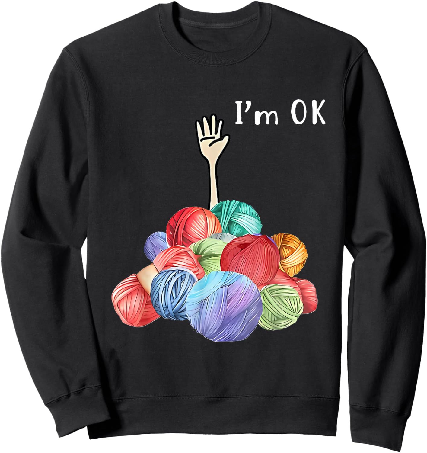 I'm ok Yarn Sweatshirt - Sweatshirt | Black