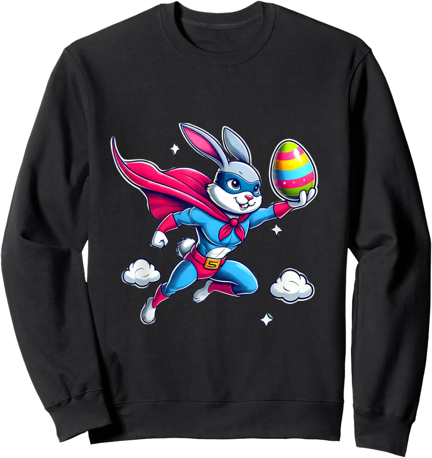 Superhero Bunny Easter Egg Hunt Cute Kids Sweatshirt - Sweatshirt | Black