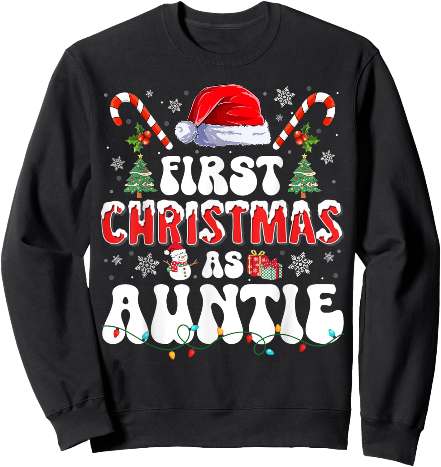 First Christmas As Auntie New Auntie Matching Family Pajamas Sweatshirt - Sweatshirt | Black
