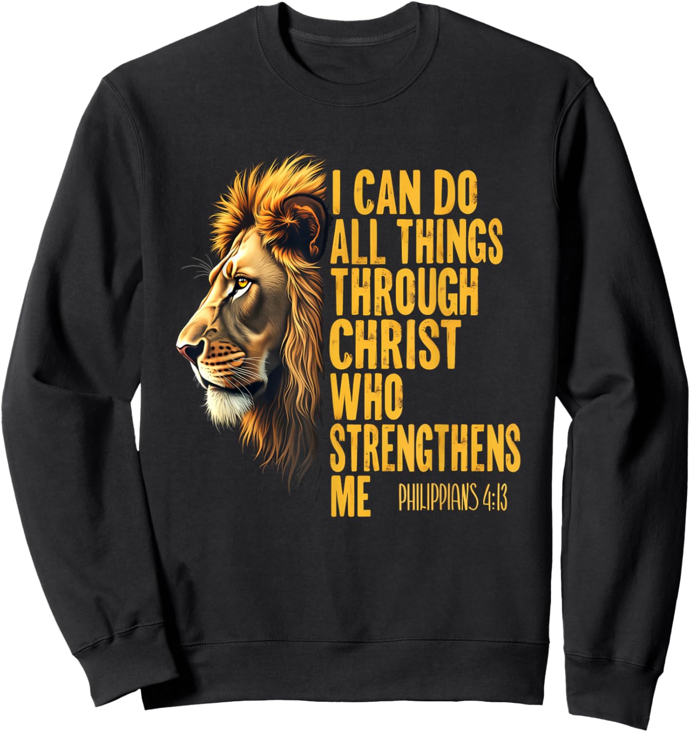 Philippians 4:13 Religious Lion Strengthens Christian 0HALDO Sweatshirt - Sweatshirt | Black