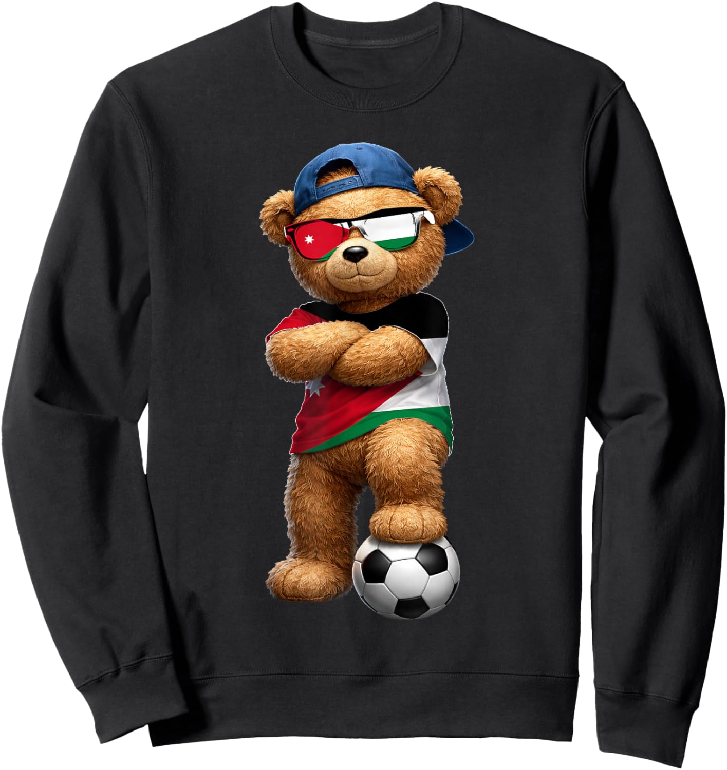 Jordanian Flag Teddy Player Sports Outfit for Jordan Sweatshirt - Sweatshirt | Black