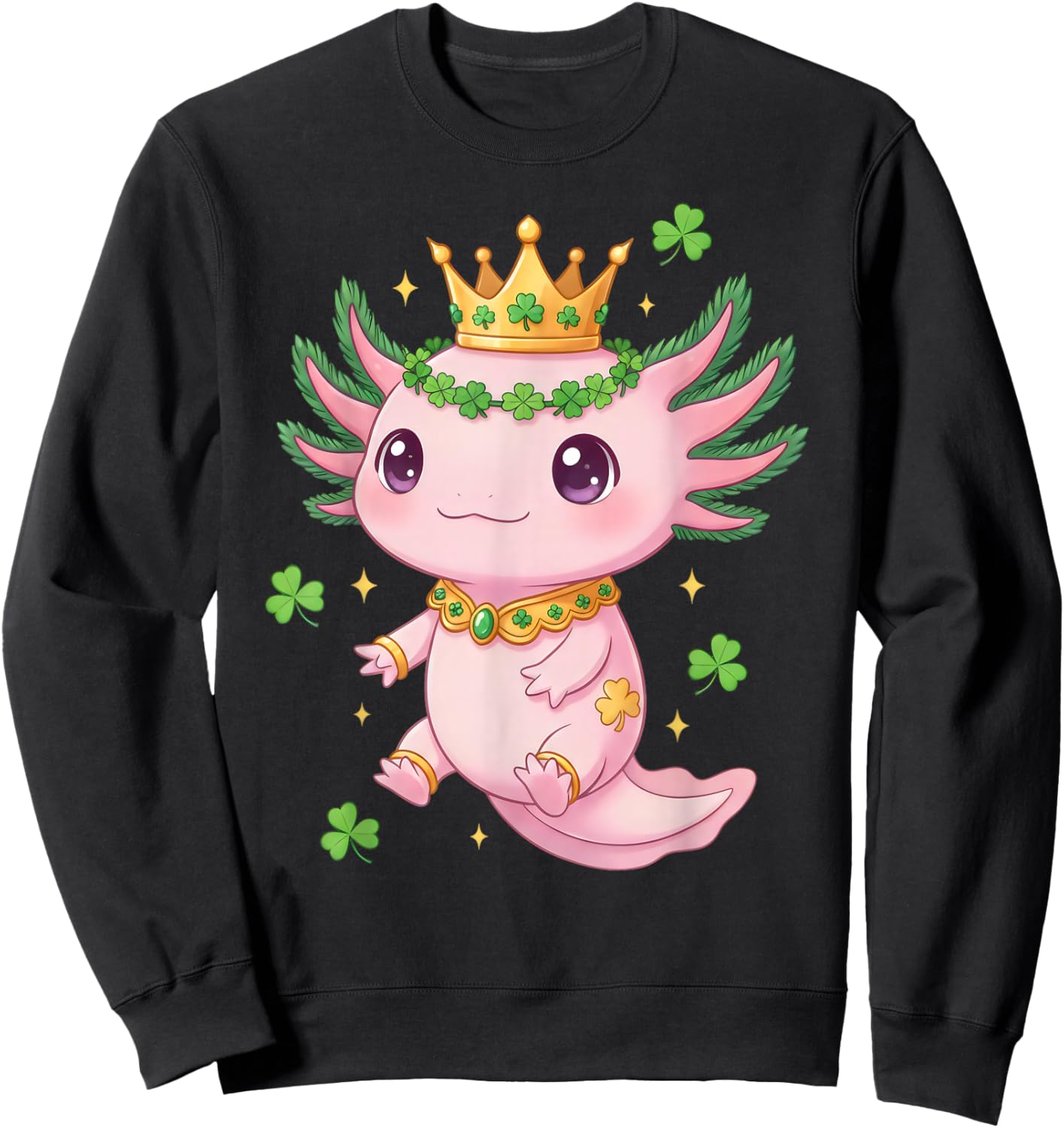 Cute Kawaii Axolotl Shamrock St Patricks Day Toddler Sweatshirt - Sweatshirt | Black