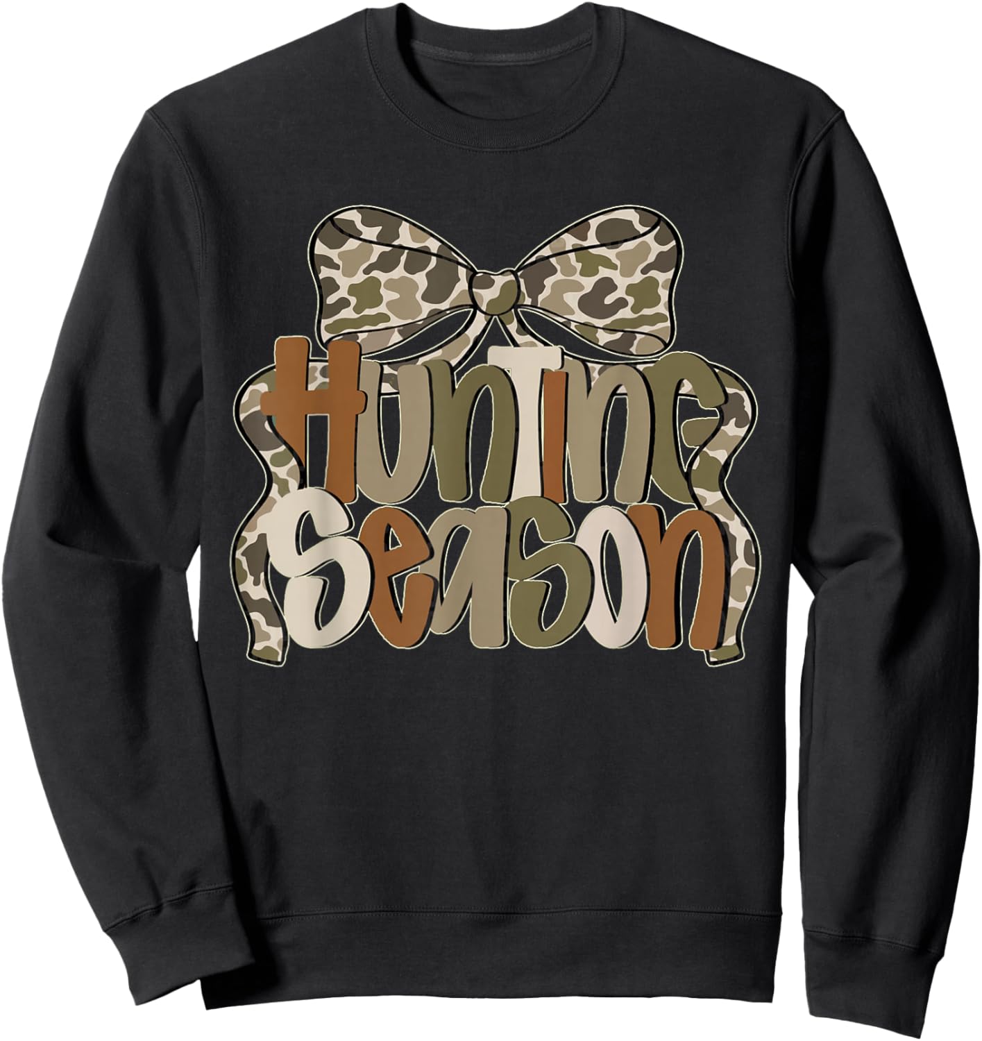 Camo Coquette Bow Hunting Season Camo Hunt Women Mom Mama Sweatshirt - Sweatshirt | Black