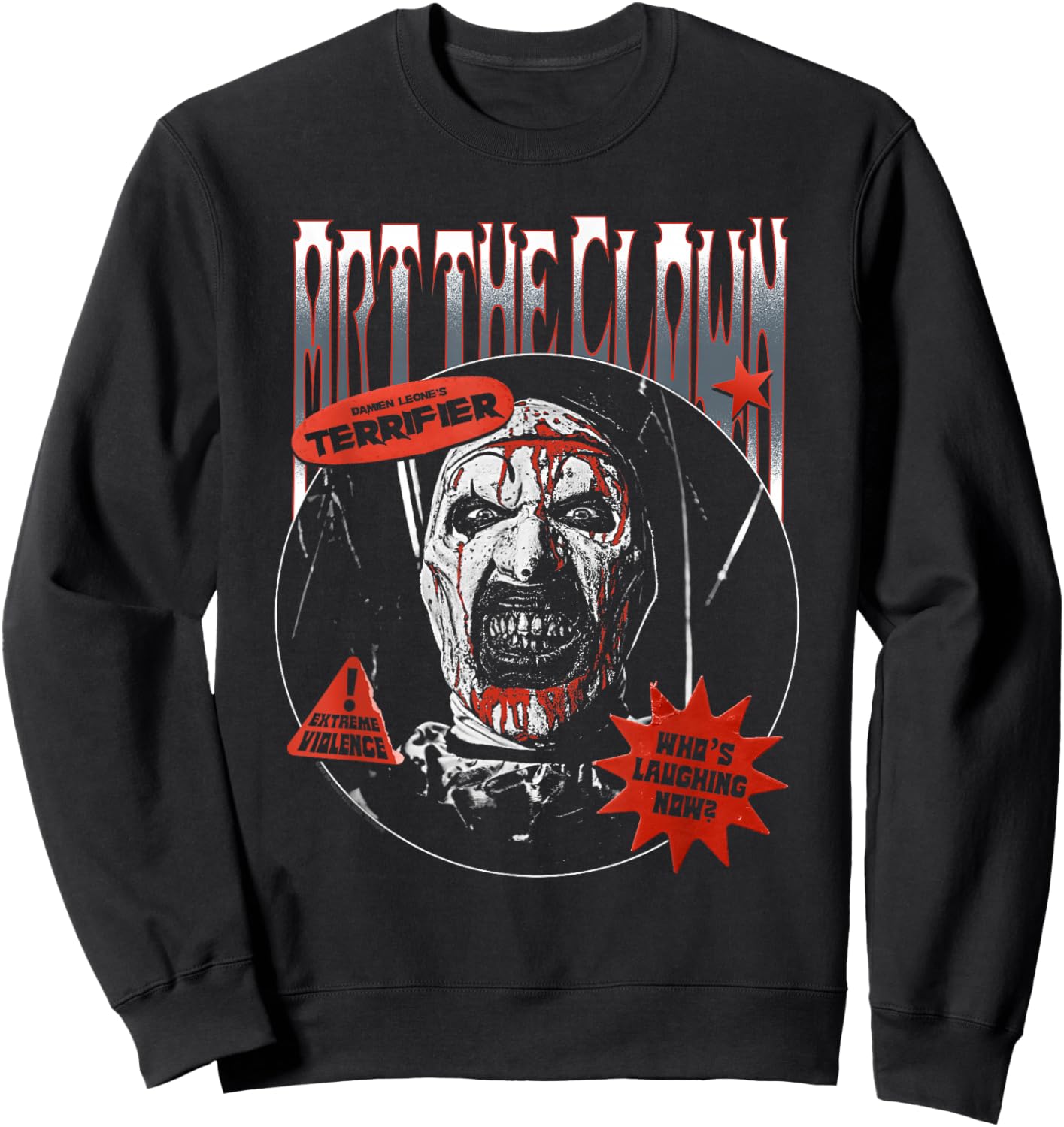 Terrifier Warning Stickers Art the Clown Horror Movie Sweatshirt - Sweatshirt | Black