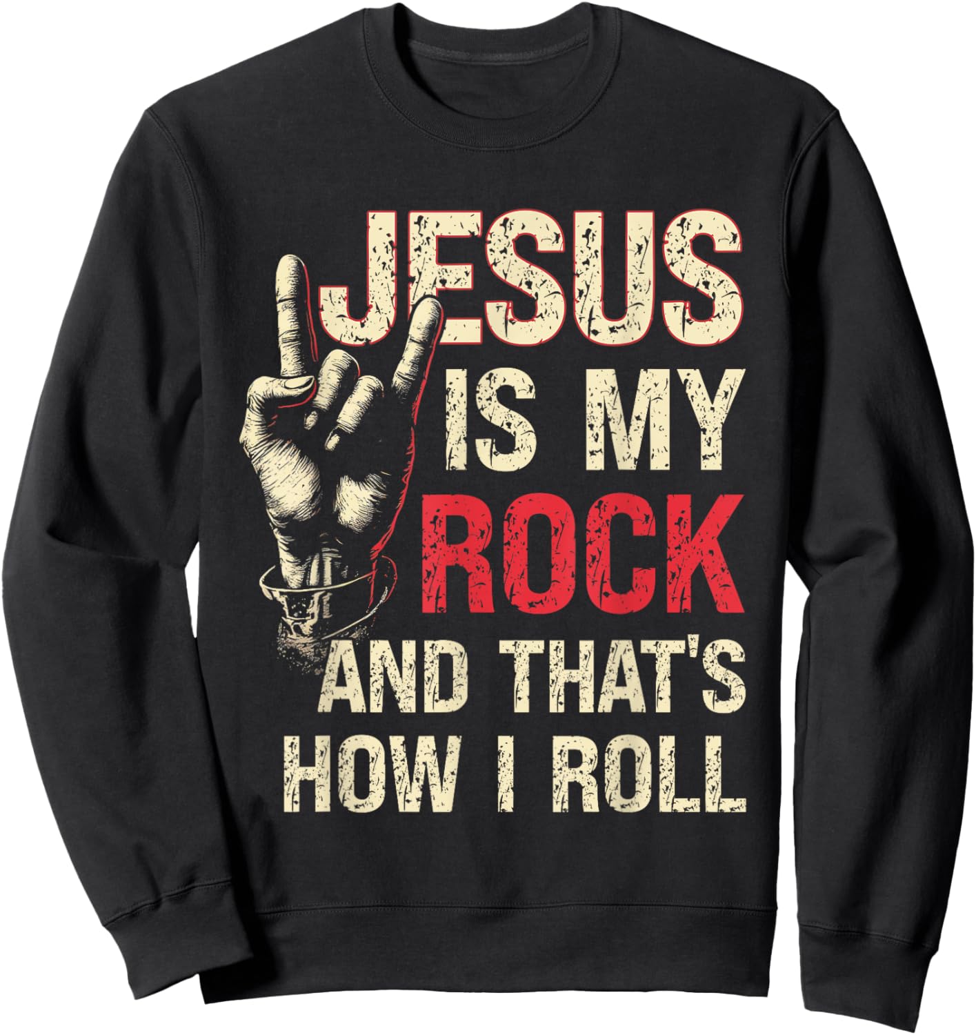 Jesus Is My Rock And That Is How I Roll Christian Guitarist Sweatshirt - Sweatshirt | Black