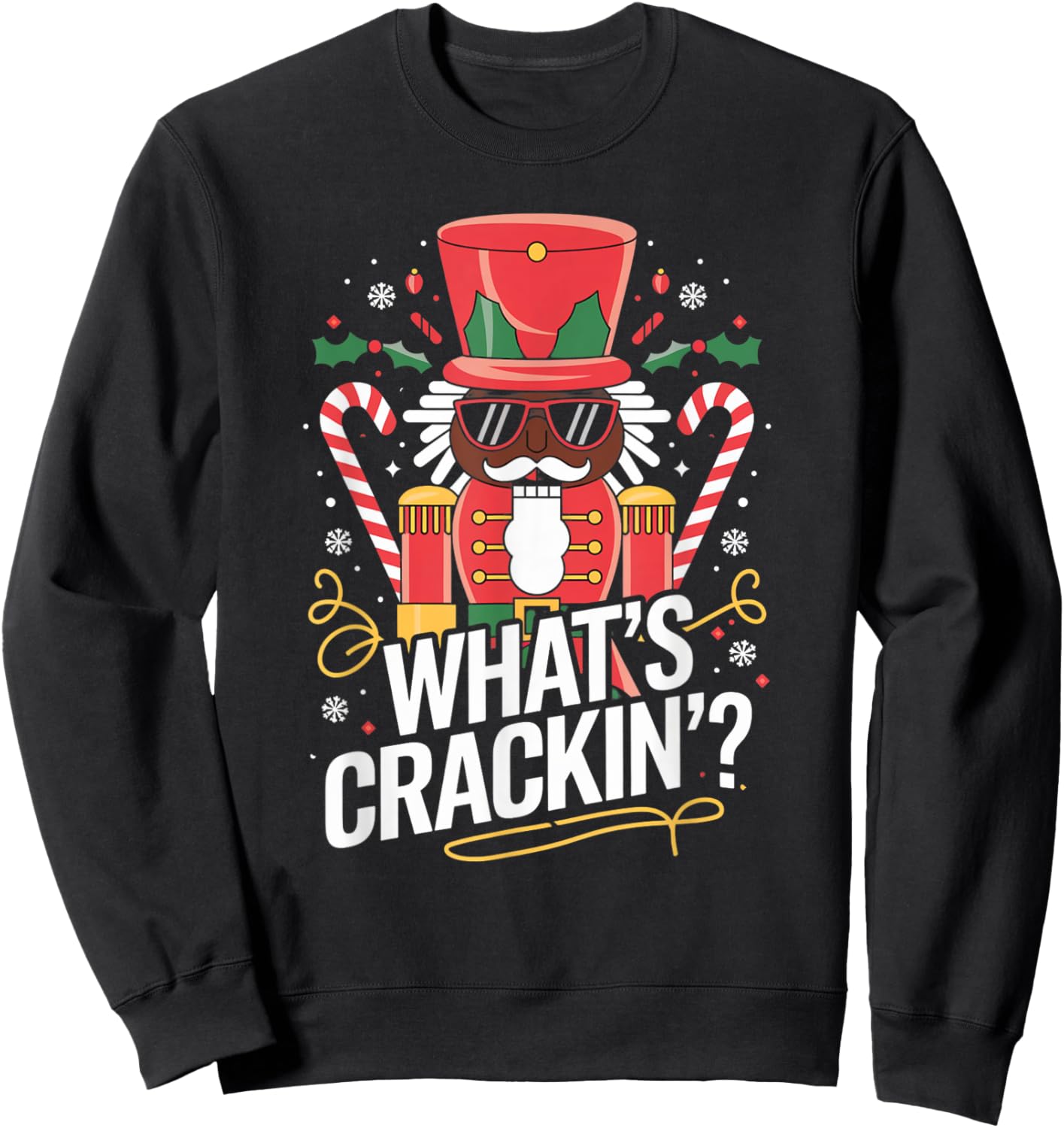 Funny Christmas African American Nutcracker Men Women Kids Sweatshirt - Sweatshirt | Black