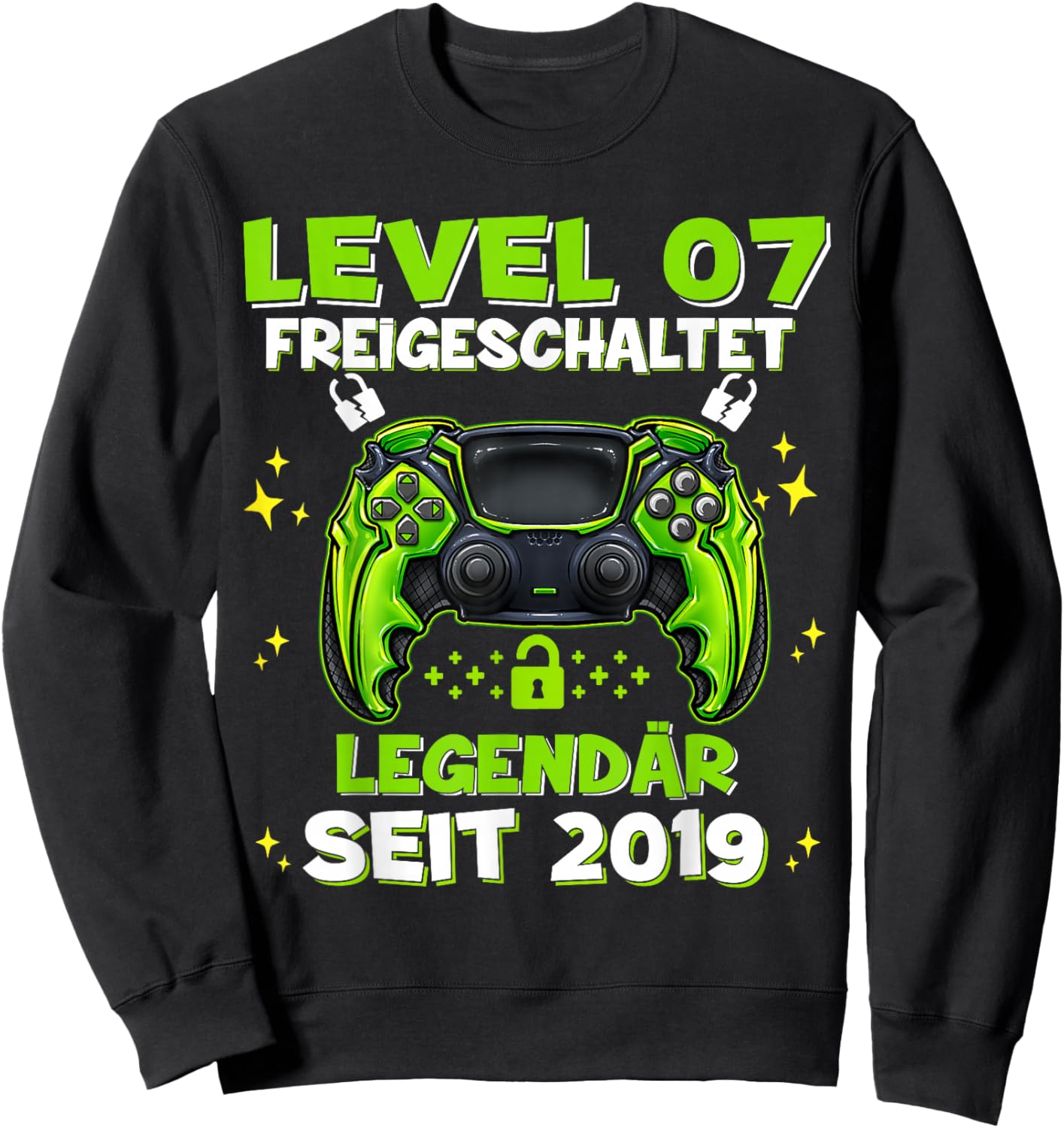 Level 7 Years Birthday Shirt Boy Gamer 2019 Birthday Sweatshirt - Sweatshirt | Black