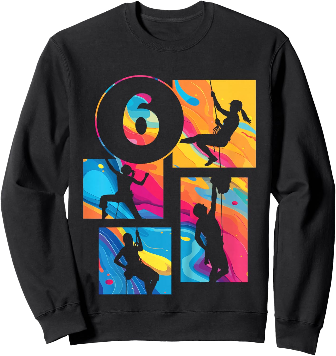6th Birthday Climbing Rock Climber Bouldering 6 Years Old Sweatshirt - Sweatshirt | Black