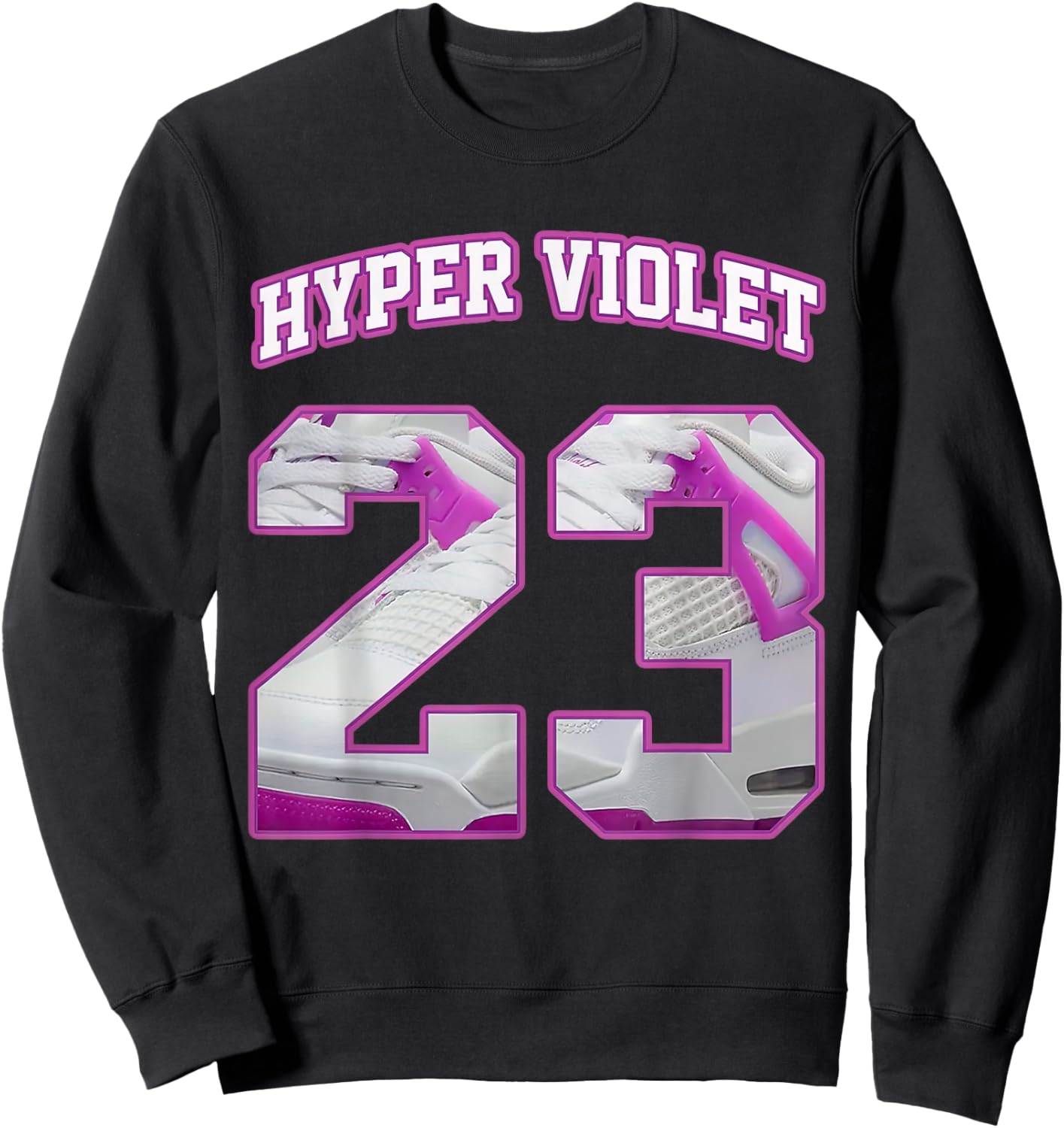 Number 23 Hyper Violet 4s Matching Women Sweatshirt - Sweatshirt | Black