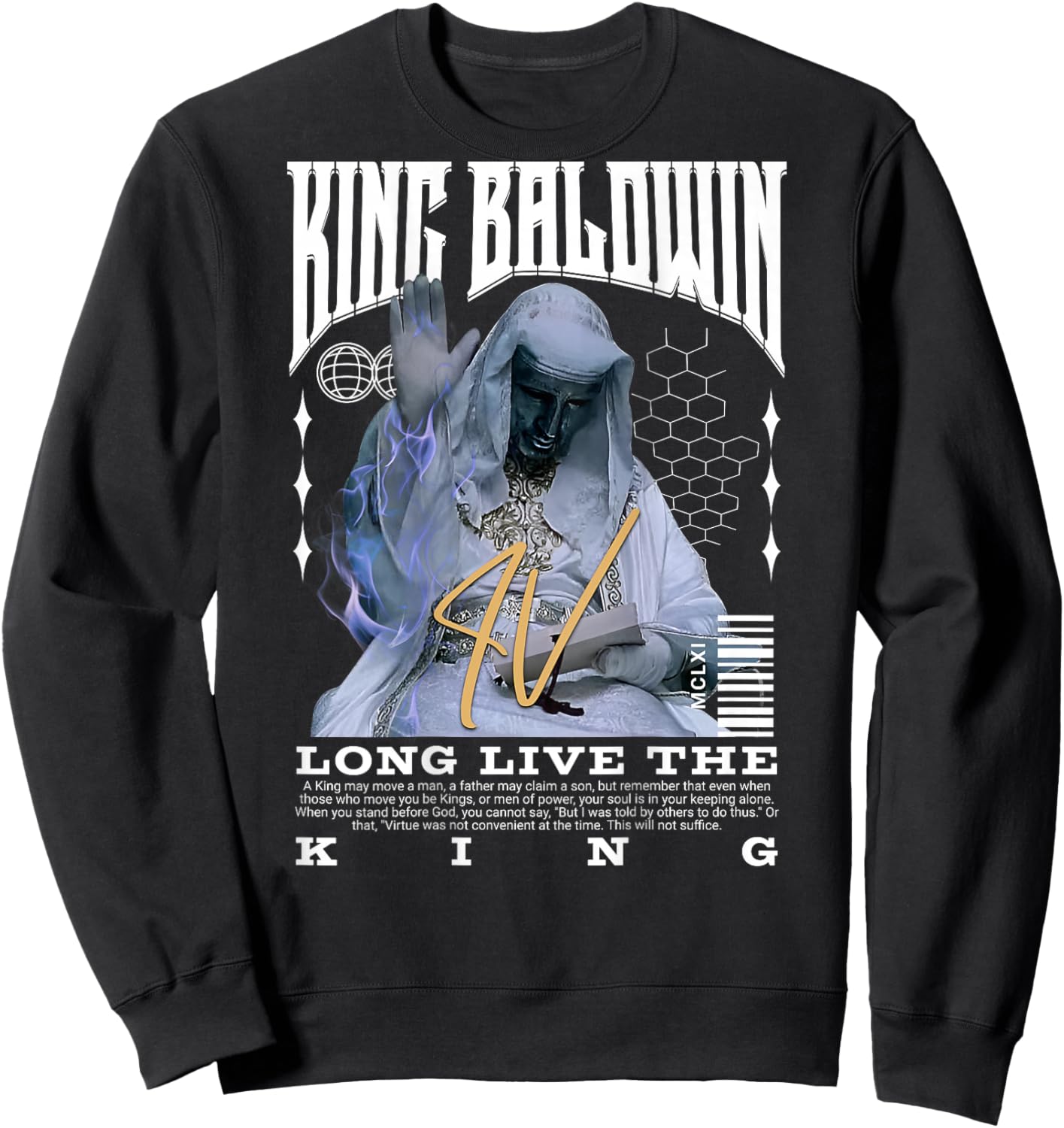 Backprint King Baldwin IV Sweatshirt - Sweatshirt | Black