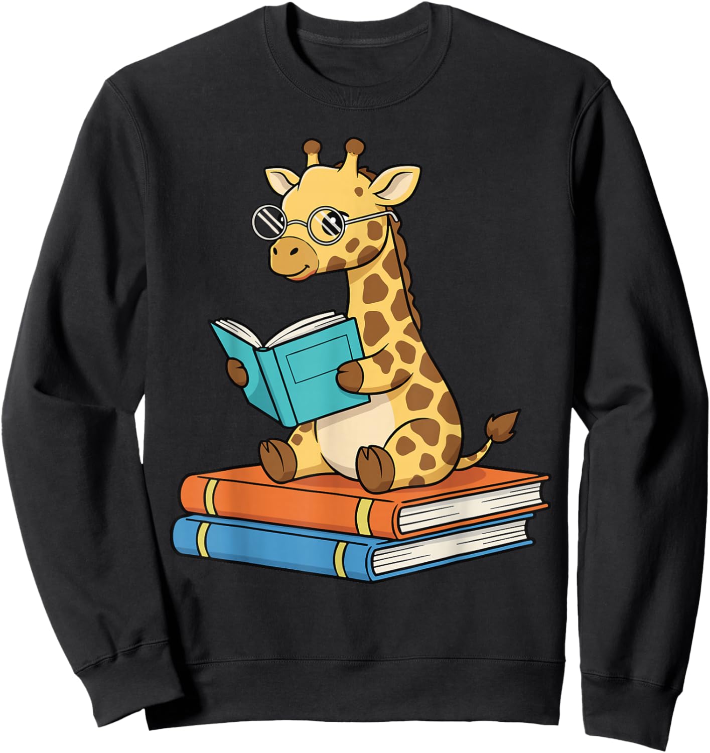 Reading Giraffe Funny Bookworm Safari Animal Sweatshirt - Sweatshirt | Black